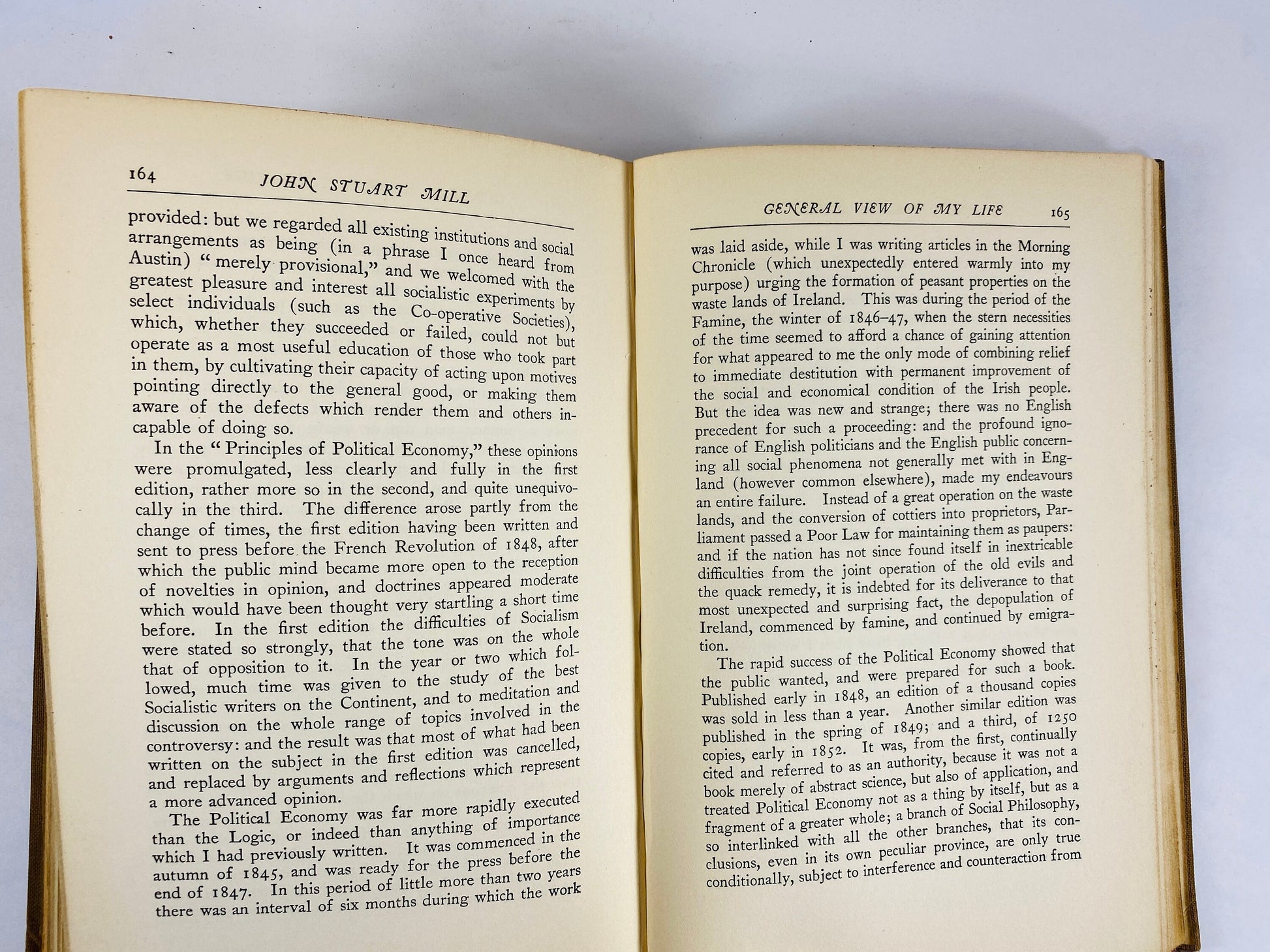 John Stuart Mill Autobiography vintage book circa 1924 Oxford Press Utilitarianism society and government philosophy.