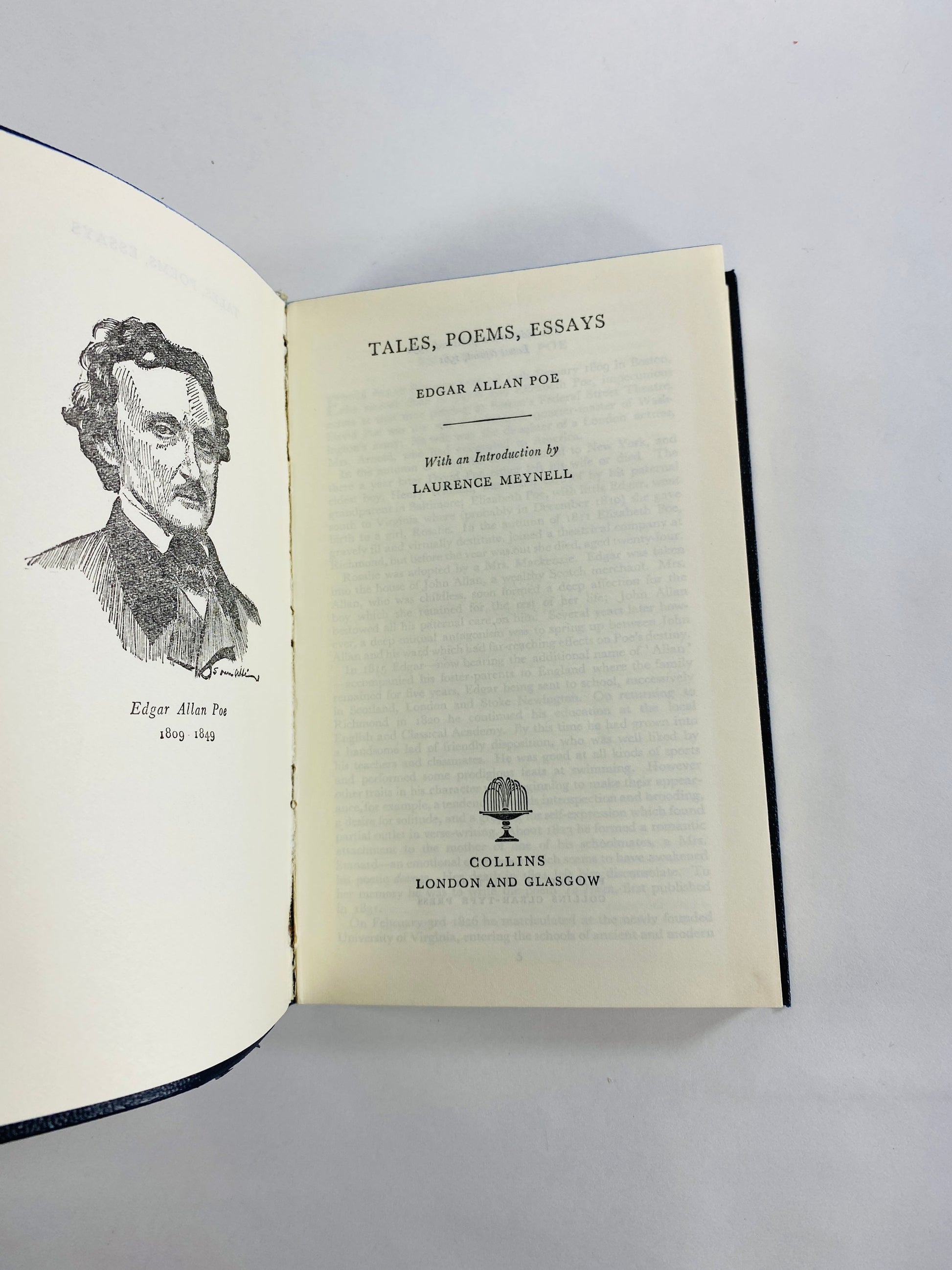 Edgar Allan Poe vintage poetry book Valentine’s Day gift small blue home decor housewarming gift circa 1961