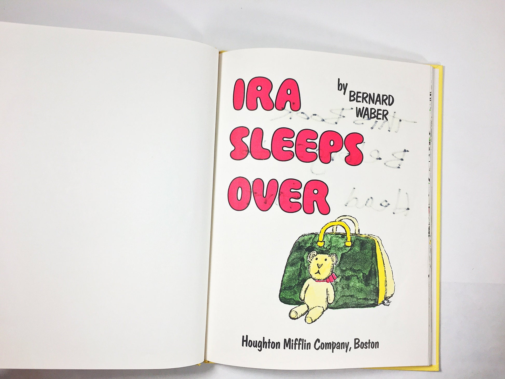 Ira Sleeps Over by Bernard Waber Vintage children's book circa 1972 about spending the night at a friend's without teddy bear. Yellow decor