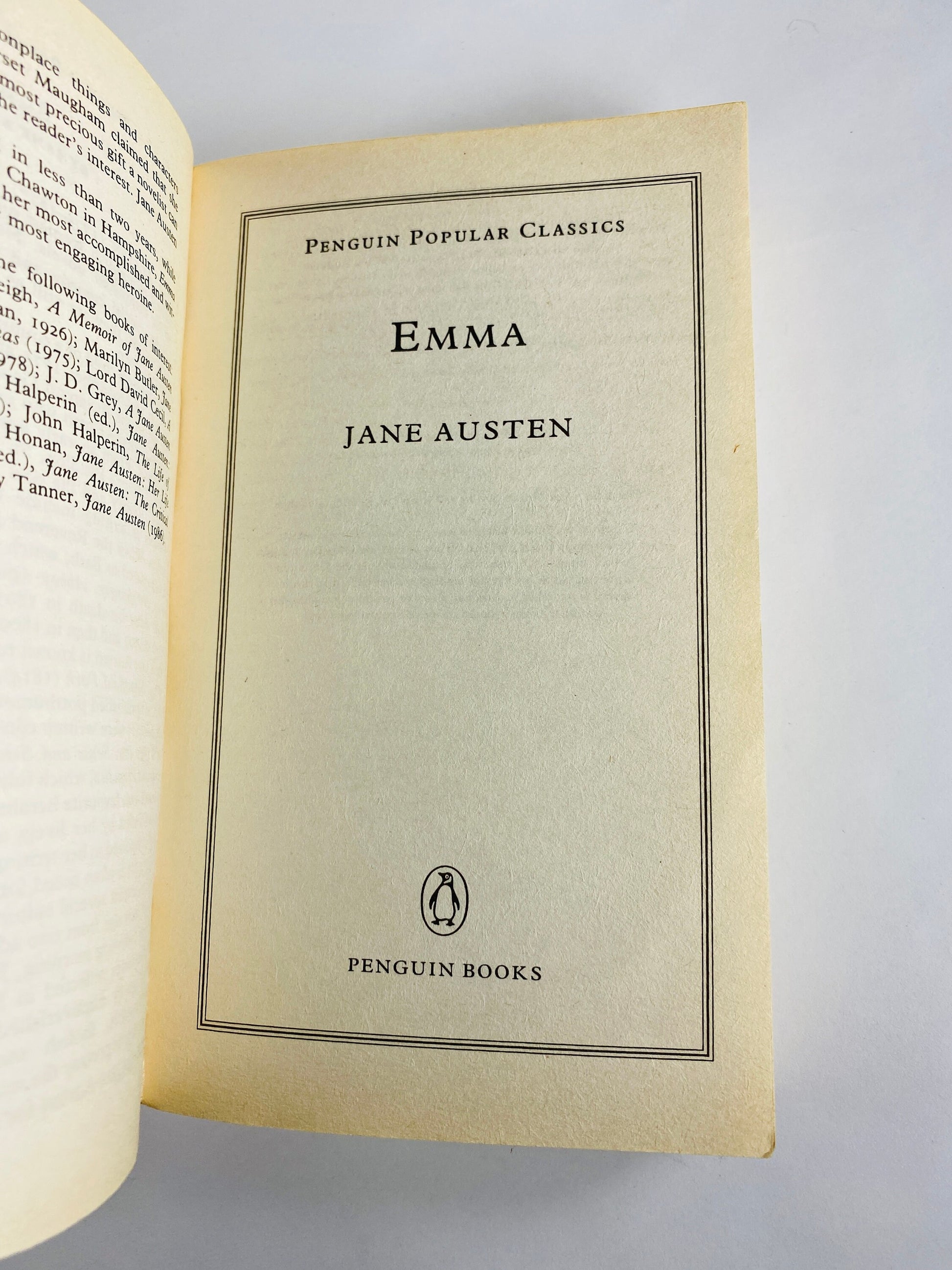 Emma by Jane Austen vintage Penguin paperback book circa 1994 True romantic masterpiece! Beautiful Bantam classic. Female women writers