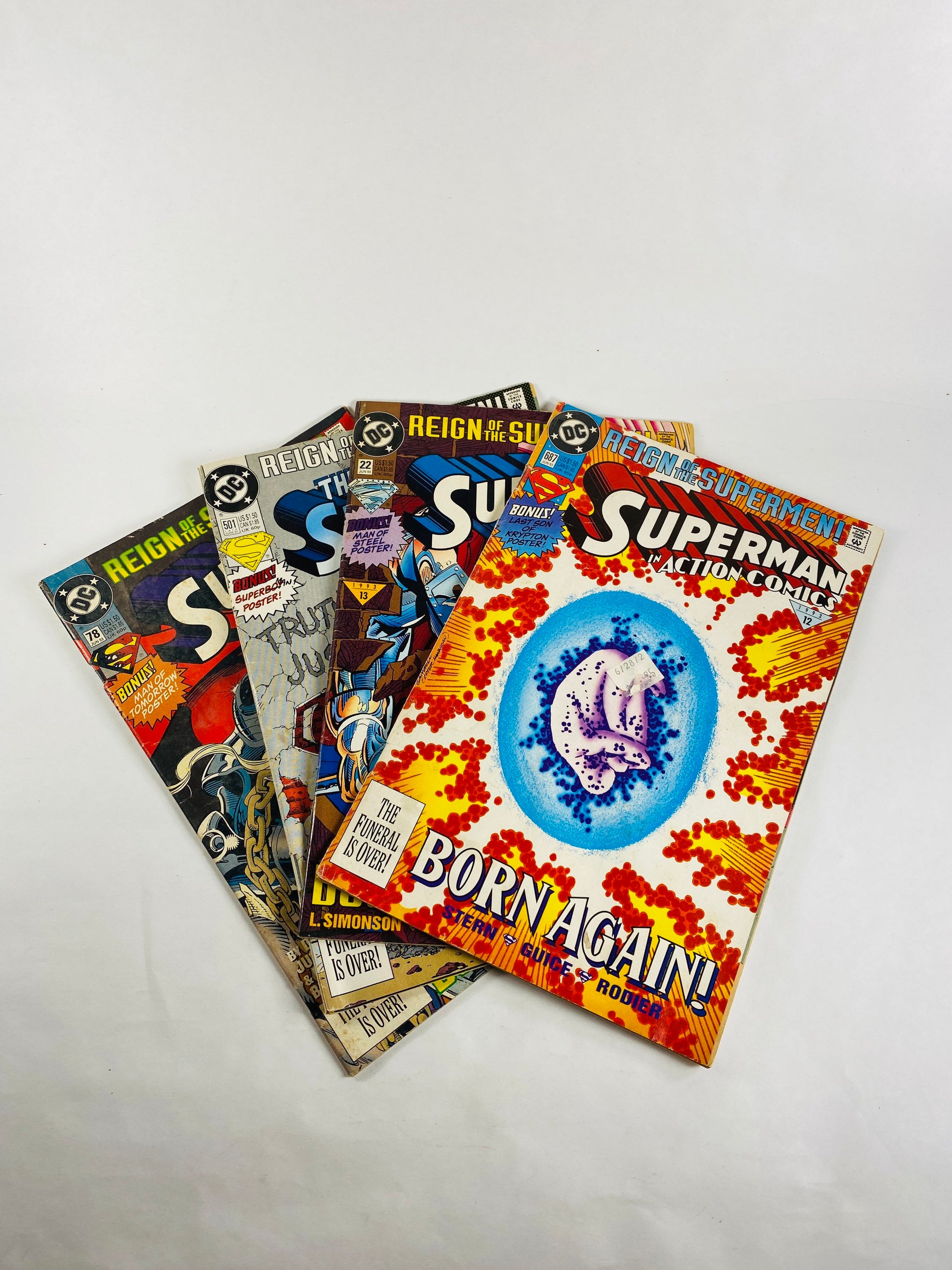 Death of Superman Reign of the Supermen Vintage DC Comic Book 687 22 501 78 Doomsday Truth & Justice Busting Out Born again