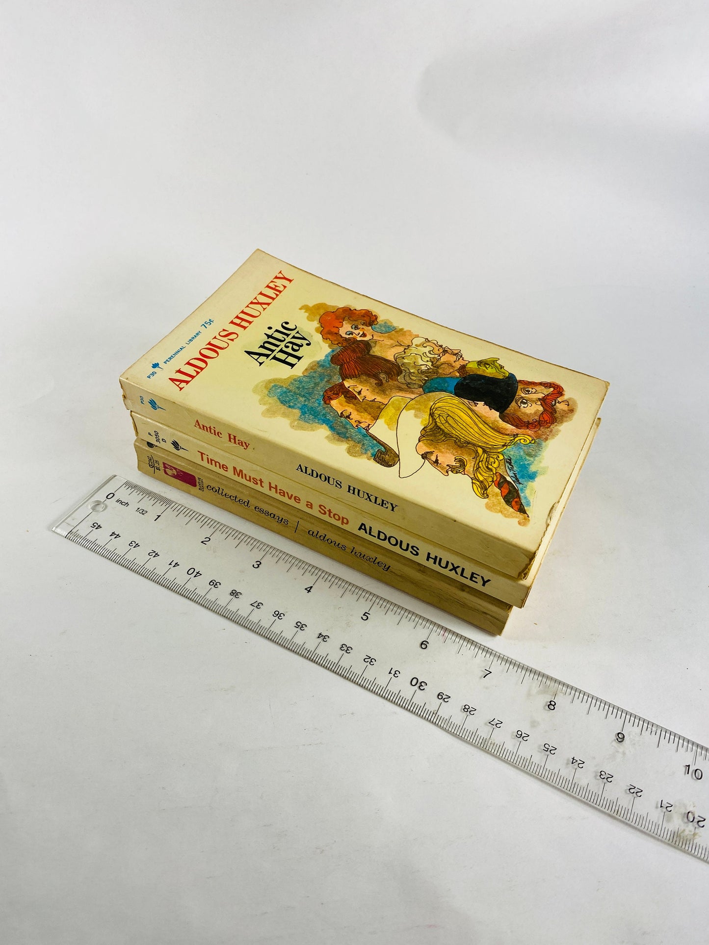 1960s Aldous Huxley vintage paperback book Antic Hay, Essays, Time Must Have a Stop parapsychology philosophy mysticism