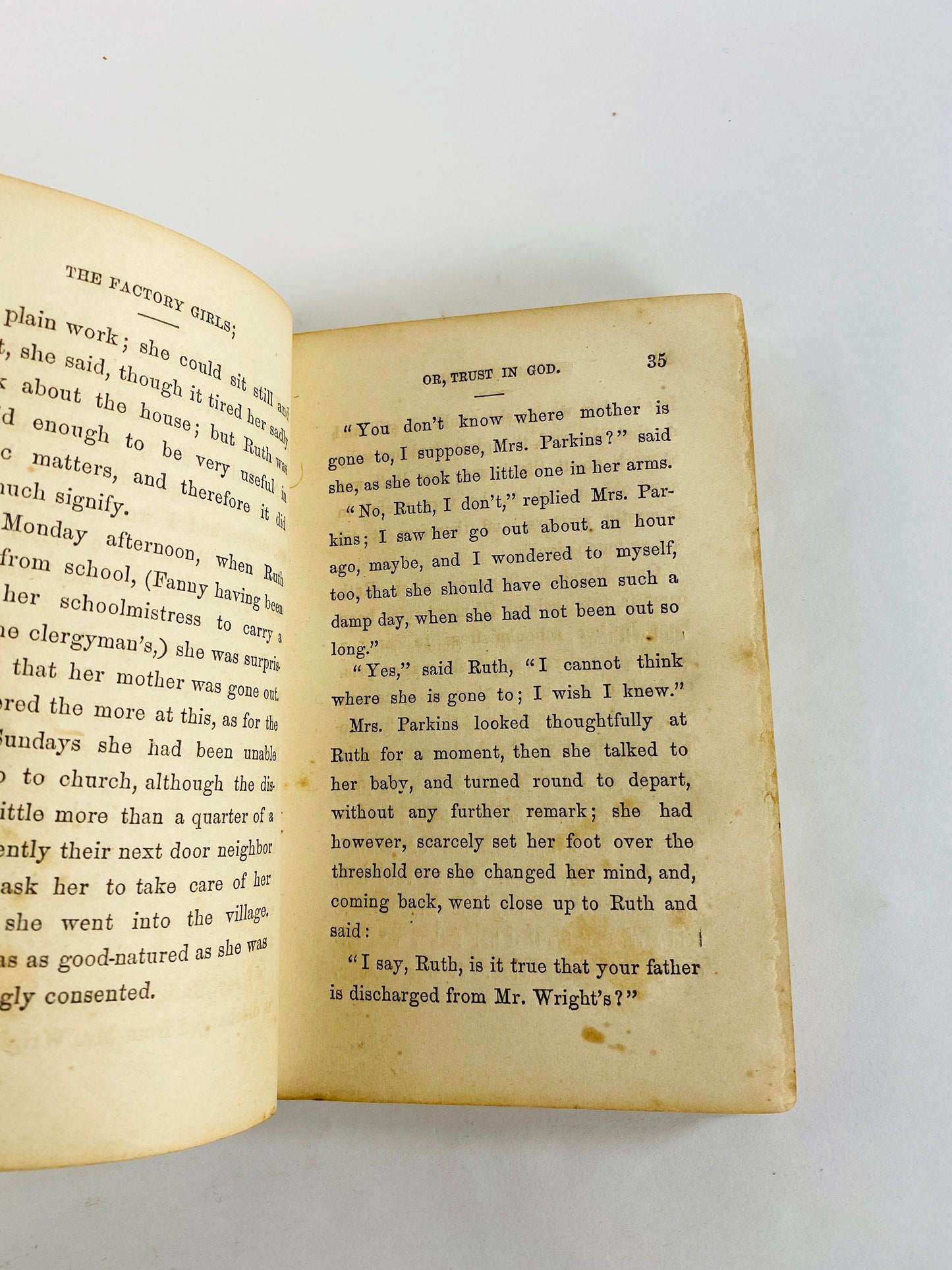1859 Factory Girls Victorian antique FIRST EDITION vintage book by Sarah Maria Fry, author of Margaret Craven and Matty Gregg.