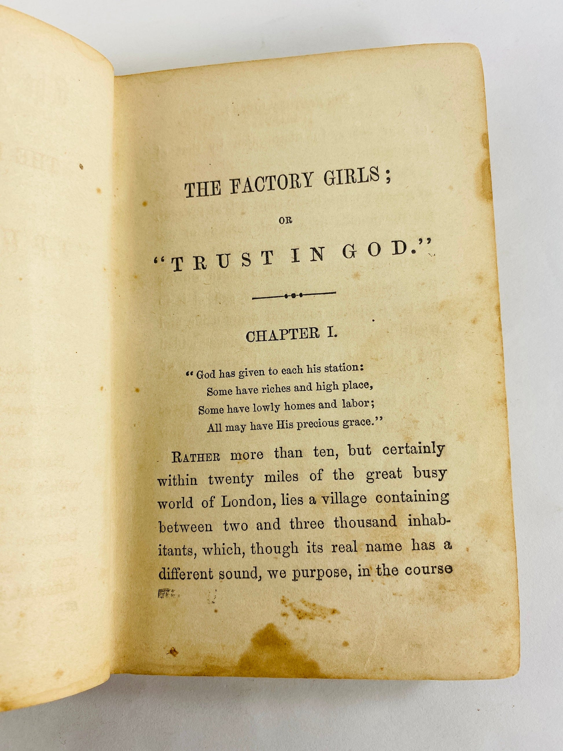 1859 Factory Girls Victorian antique FIRST EDITION vintage book by Sarah Maria Fry, author of Margaret Craven and Matty Gregg.