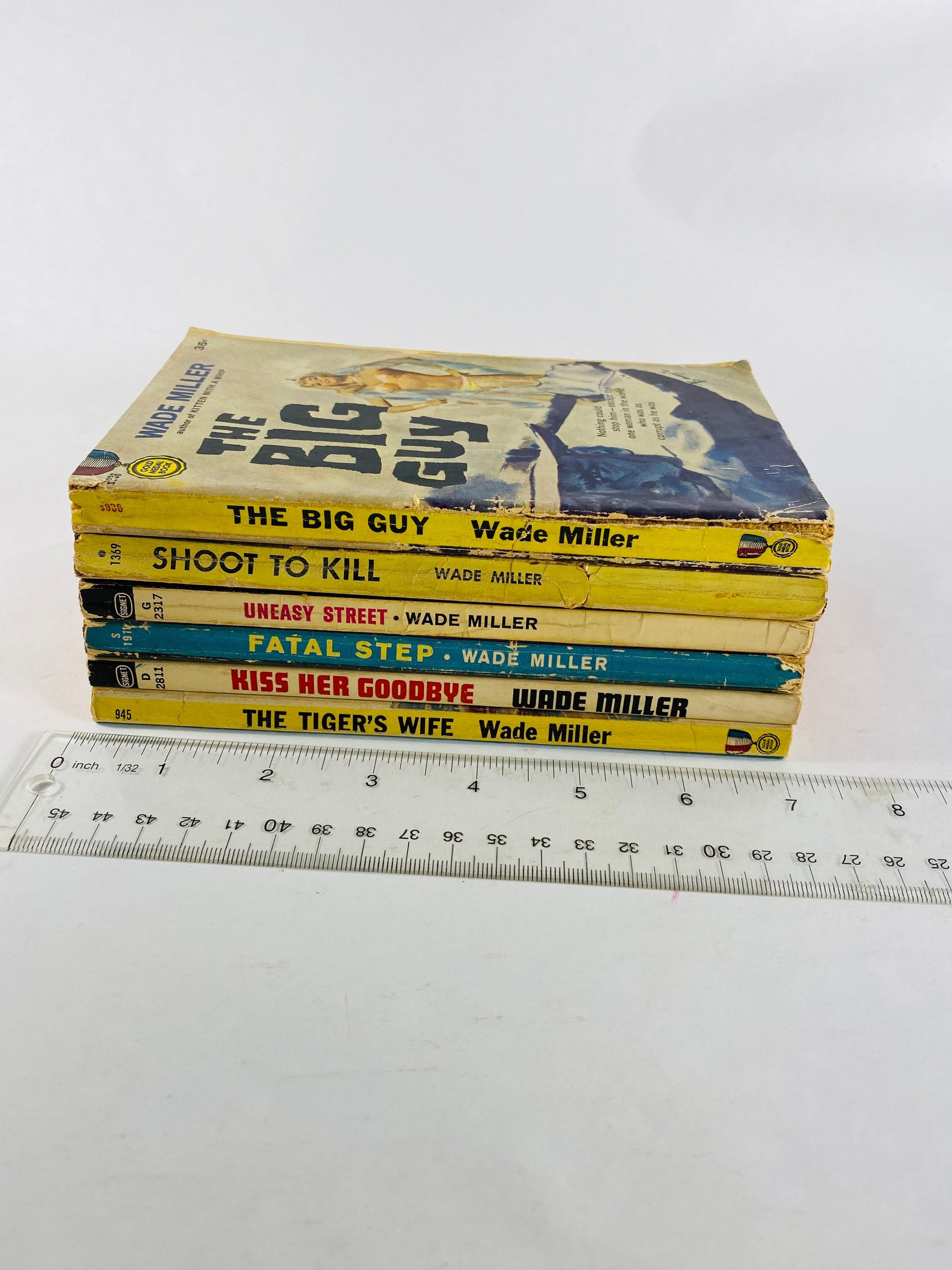 Vintage Wade Miller paperback book 1950s erotica smut murder mystery crime fiction pulp Fatal Step Uneasy Street Shoot to Kill Big Guy