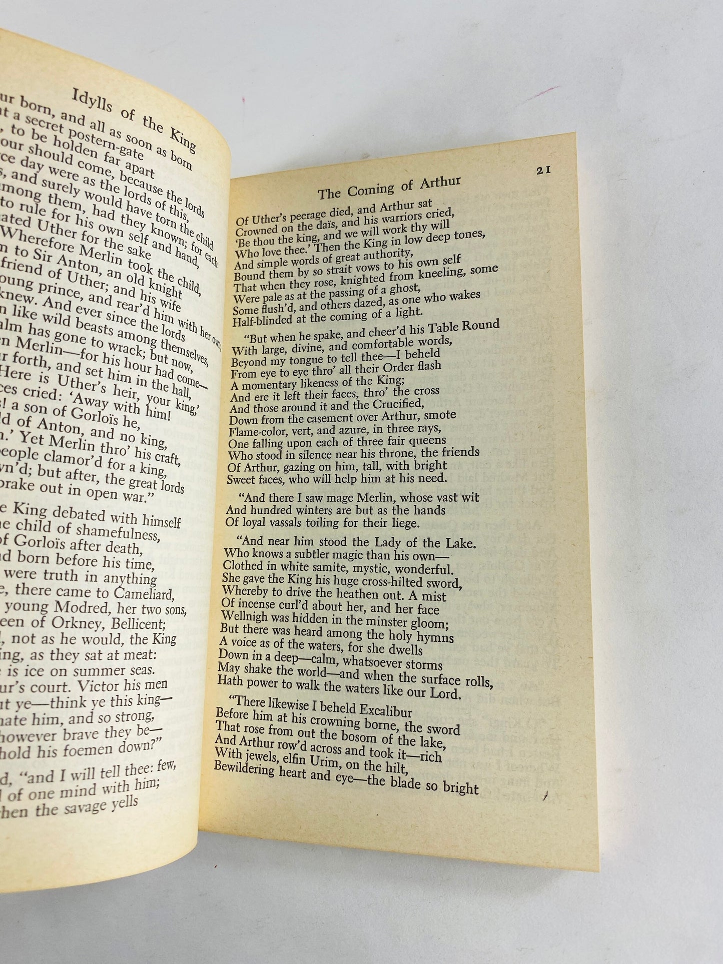 Tennyson's Idylls of the King vintage paperback book Legend of King Arthur, his knights, his love for Guinevere and her tragic betrayal.