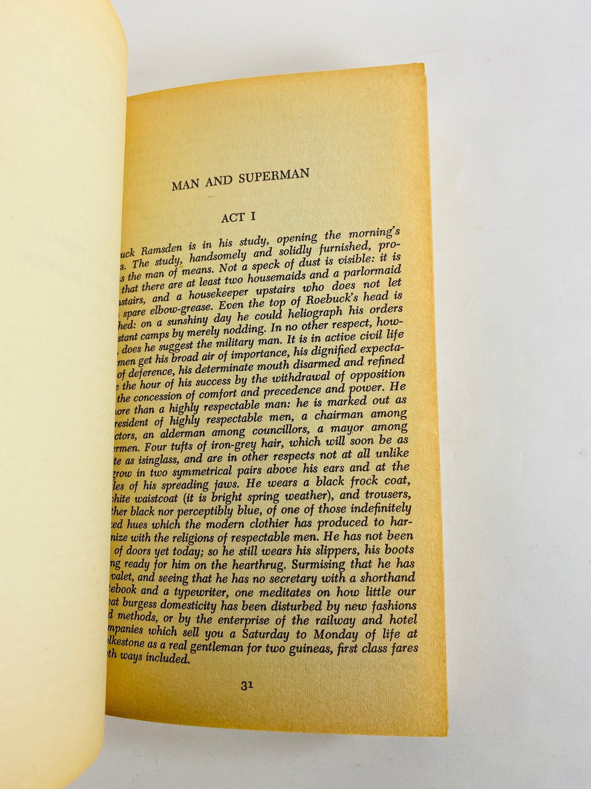 Man and Superman George Bernard Shaw vintage paperback book circa 1963 about the new century’s intellectual inheritance.