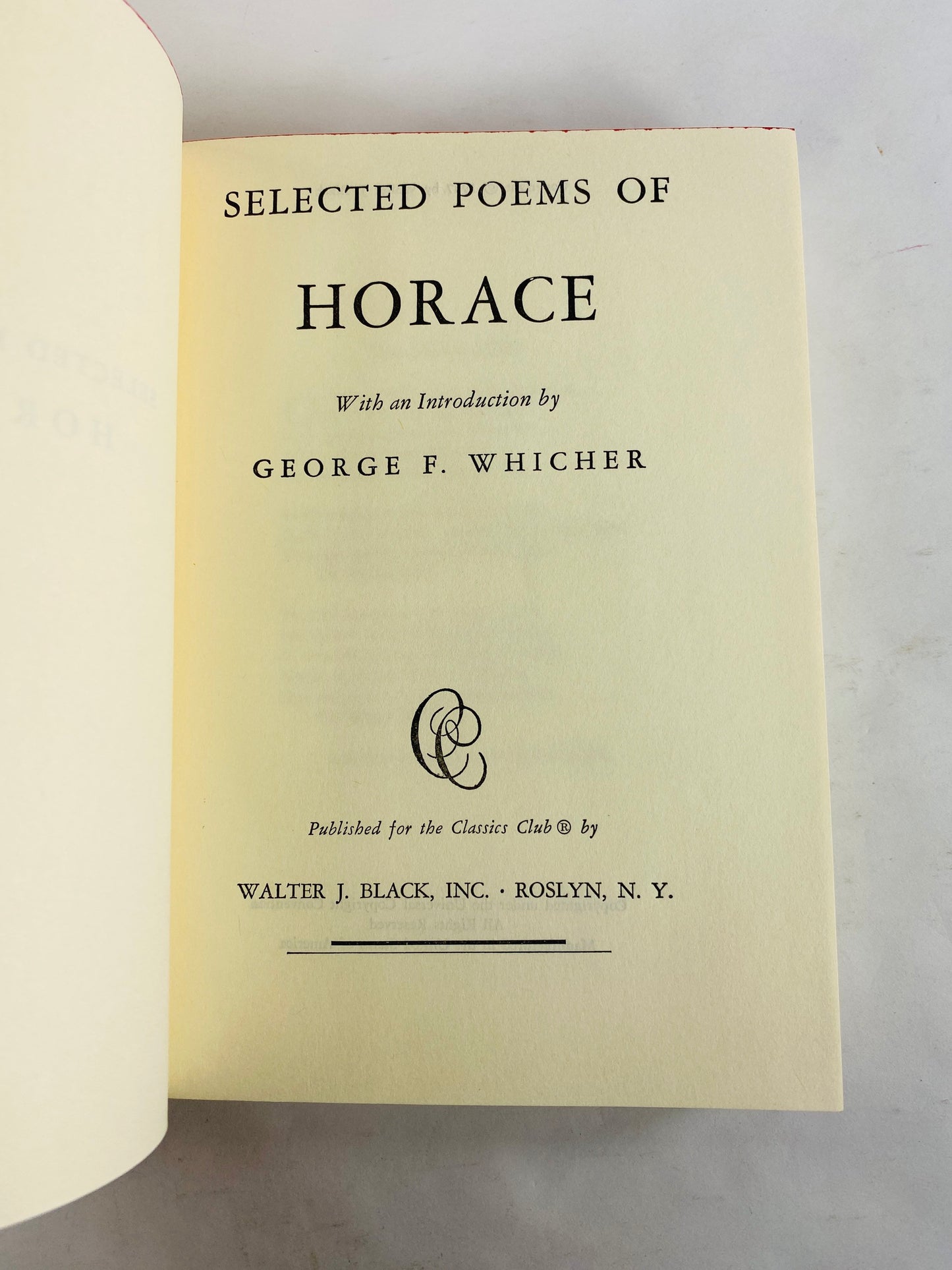 Poetry of Horace vintage book circa 1950 featuring Satires Epodes and Odes. Beautiful gray home bookshelf decor Roman contemporary of Virgil