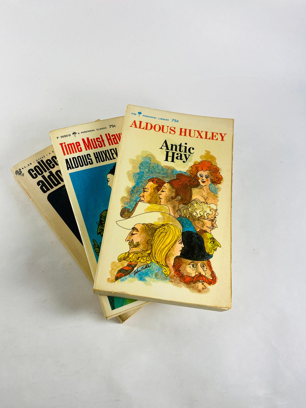 1960s Aldous Huxley vintage paperback book Antic Hay, Essays, Time Must Have a Stop parapsychology philosophy mysticism