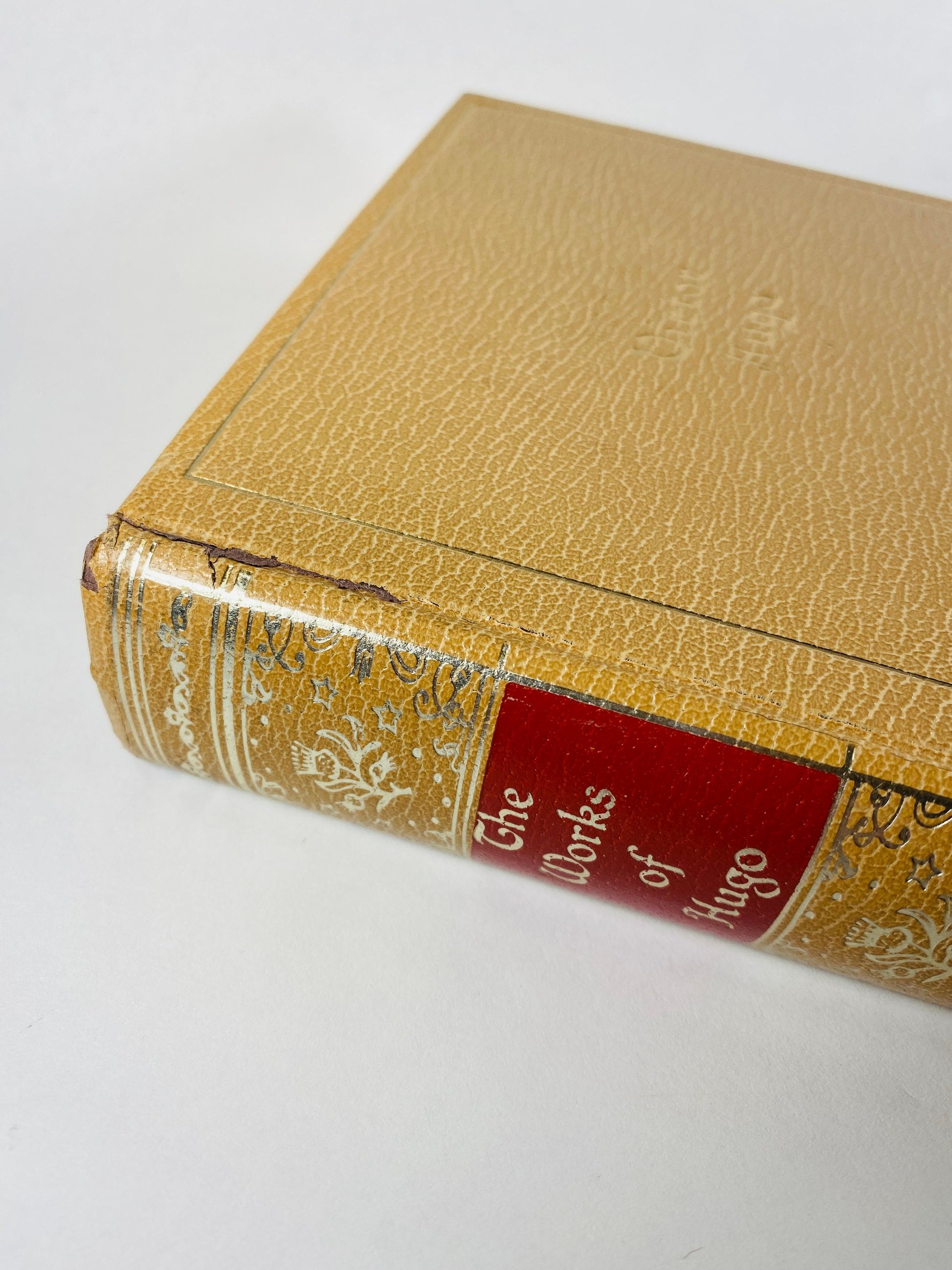 Victor Hugo works poems, plays, essays in one volume including Hunchback of Notre Dame BEAUTIFUL vintage beige book decor playwright 1943