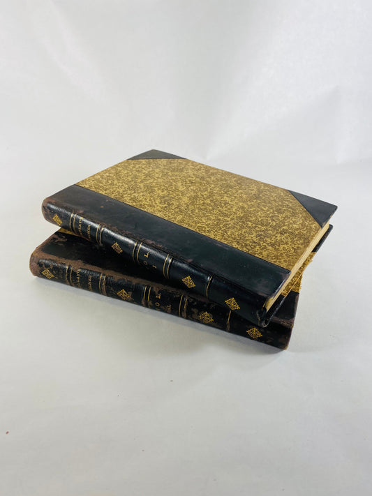 Antique leather brown Thackeray book set circa 1889 vintage book gilded gold volumes Scotland & Ireland speeches