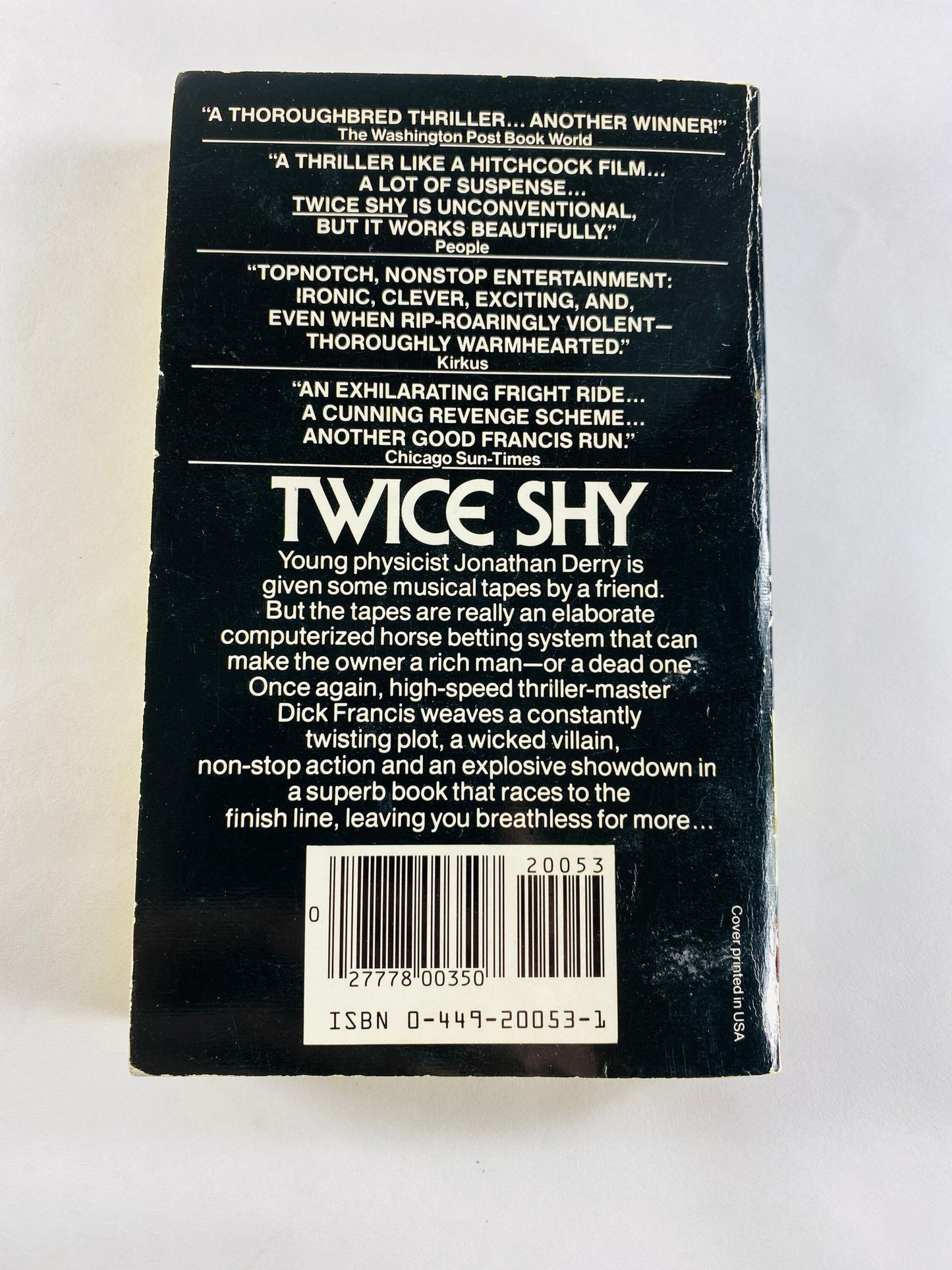 Twice Shy by Dick Francis Vintage paperback book circa 1983. Fascinating crime plot involving a computerized horse betting system