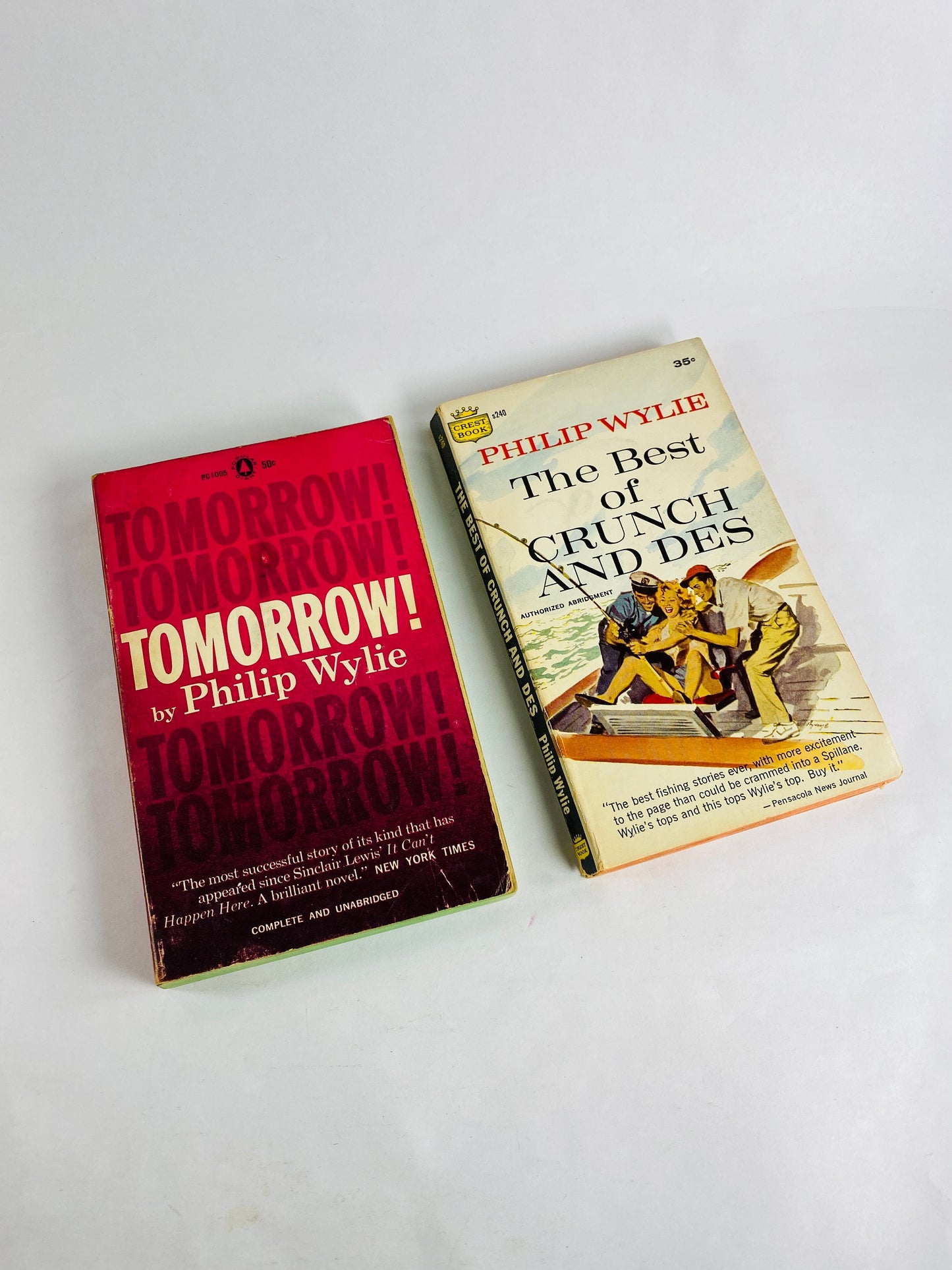 Philip Wylie FIRST & EARLY printing vintage paperback books circa 1950s and 60s Smuggled Atom Bomb, Spy Who Spoke, Triumph, Disappearance