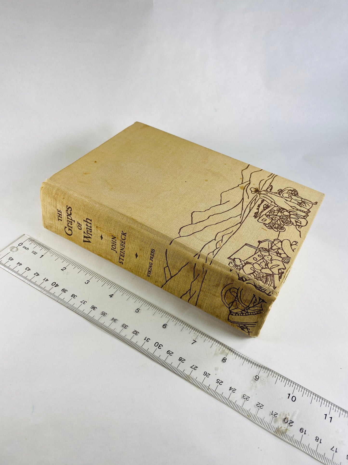 Grapes of Wrath by John Steinbeck EARLY PRINTING circa 1967 Vintage gift. Former Library Book Pulitzer Prize