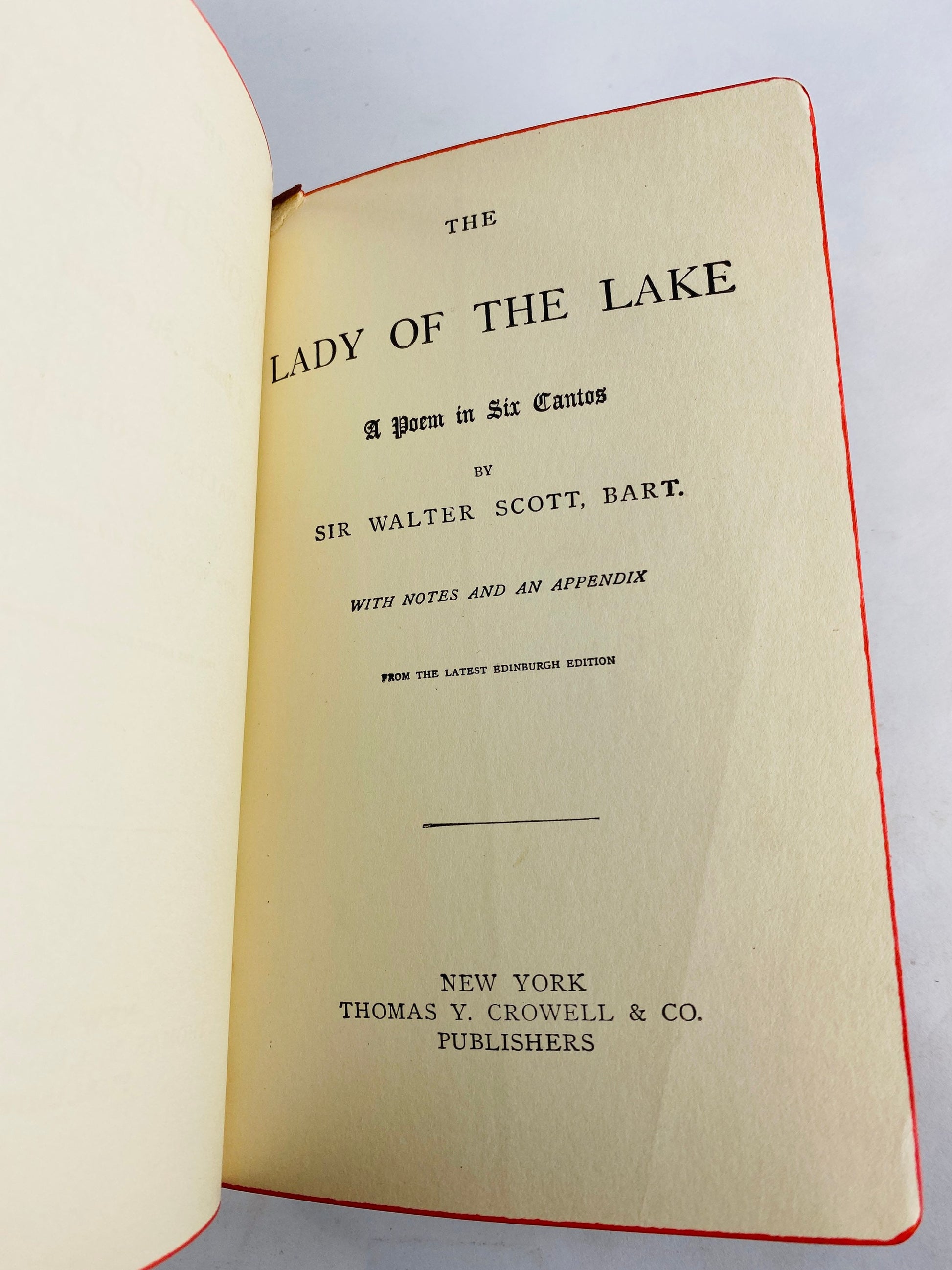 1920 Sir Walter Scott ANTIQUE leather book which inspired the Highland Revival! Lady of the Lake set in Trossachs Scotland