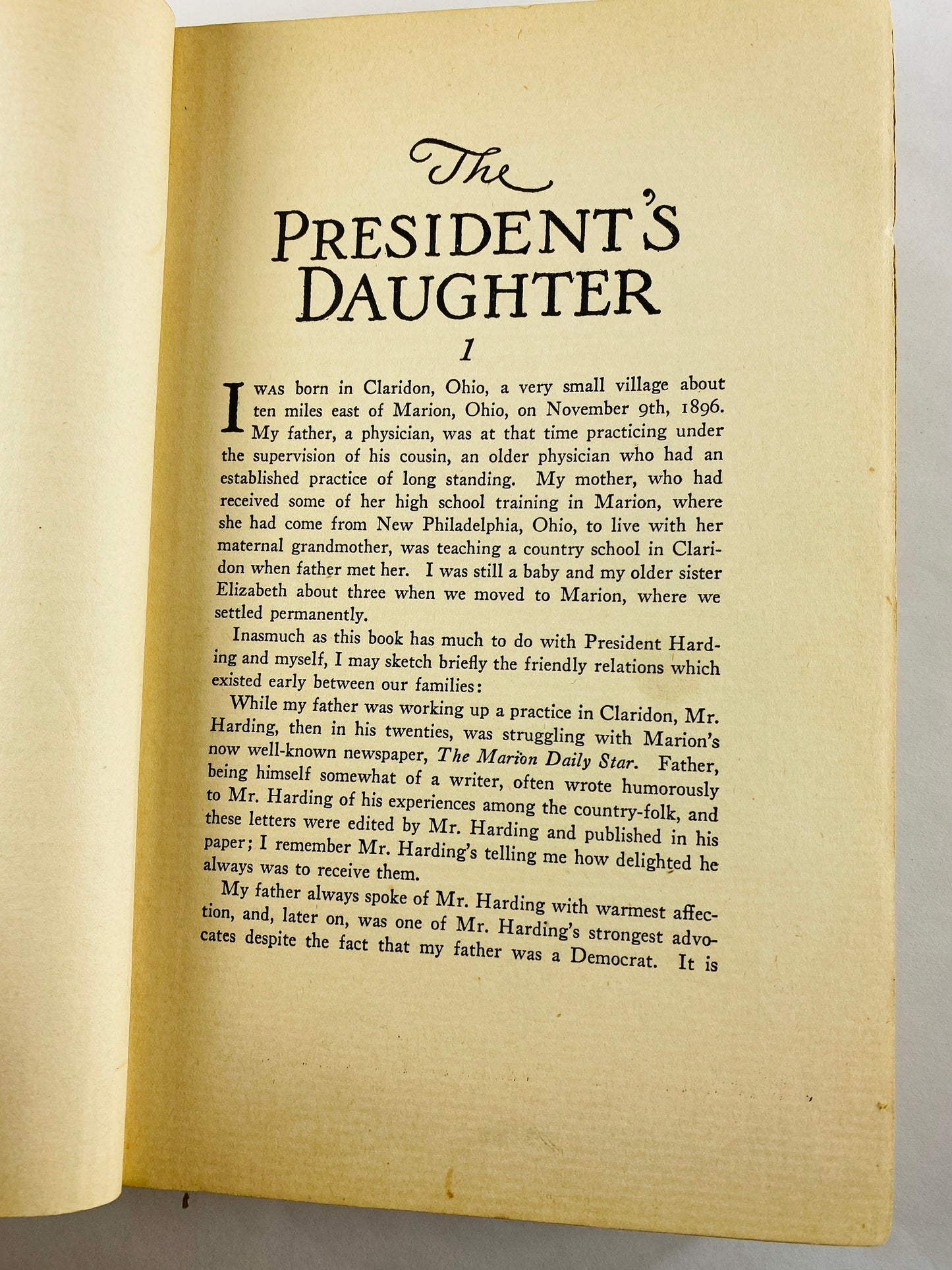 President's Daughter antique FIRST EDITION by Nan Britton, mistress of President Warren G Harding circa 1927. First Kiss & Tell scandal book