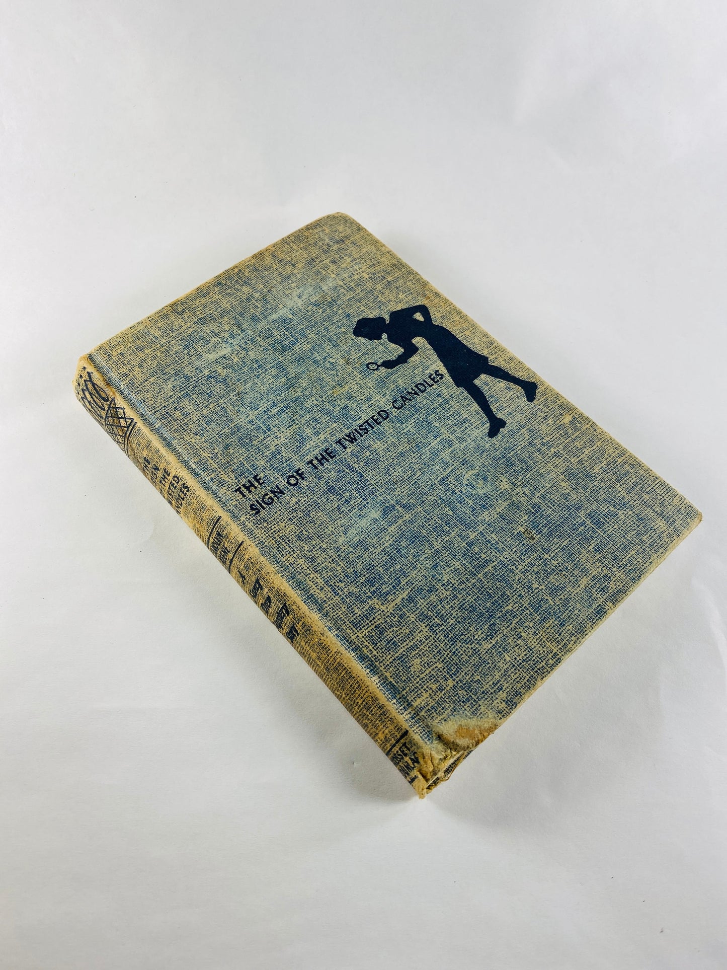 Nancy Drew vintage book Sign of Twisted Candles Blue tweed covers & digger endpapers Early Printing circa 1953 by Carolyn Keene SEE PICTURES