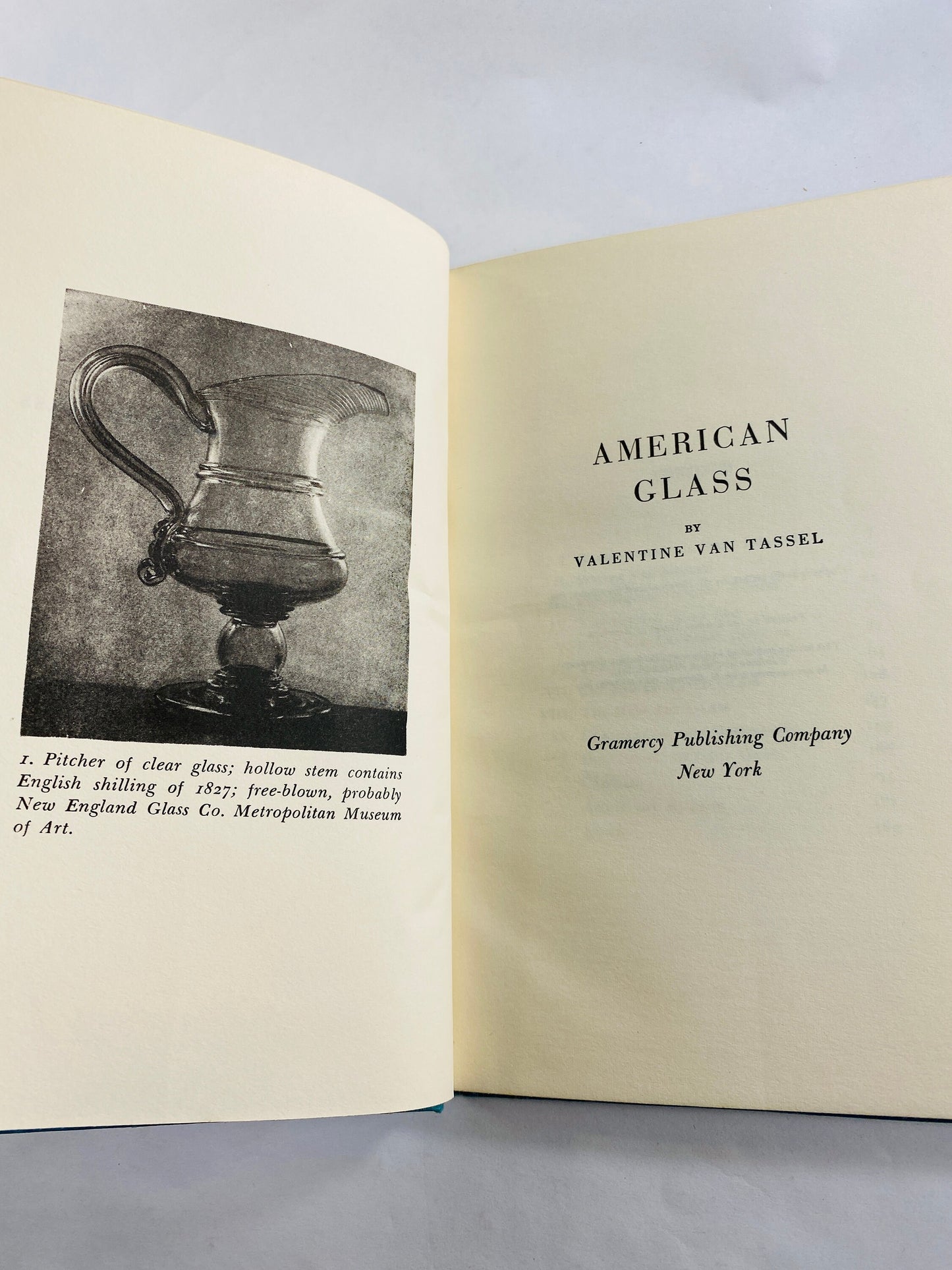 American Glass vintage book by Valentine Van Tassel 1950 Blue reference book about the history and collecting glass with photographs Stiegel