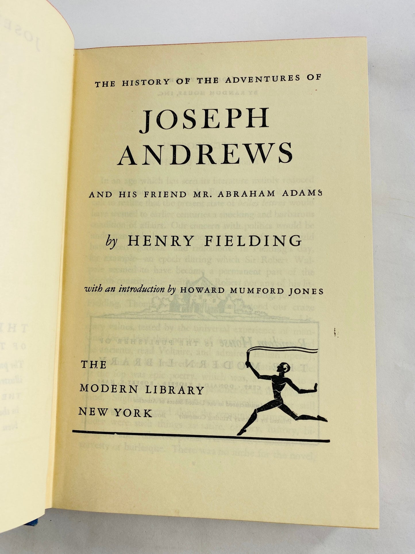 1939 History and Adventures of Joseph Andrews vintage book marks the beginning of Henry Fielding's career as a serious novelist Blue decor