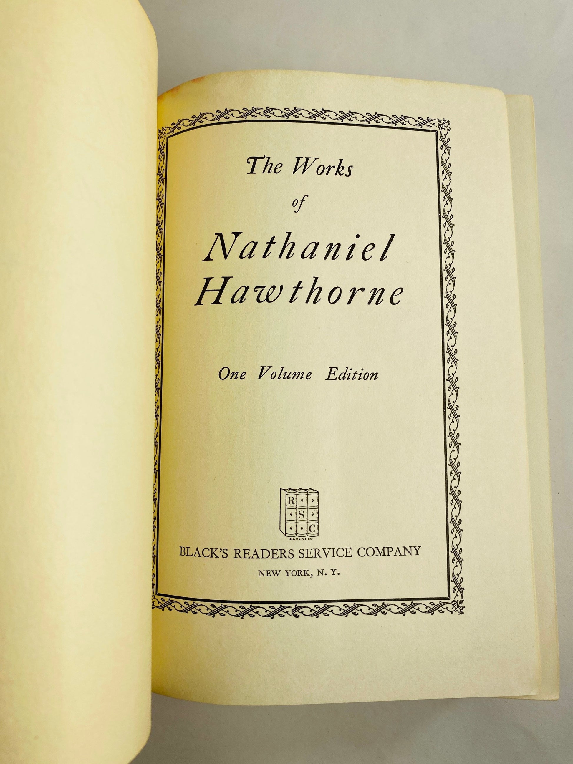 1958 Nathaniel Hawthorne works Scarlett Letter Vintage book Story of human alienation and its effect on the soul. Red home decor