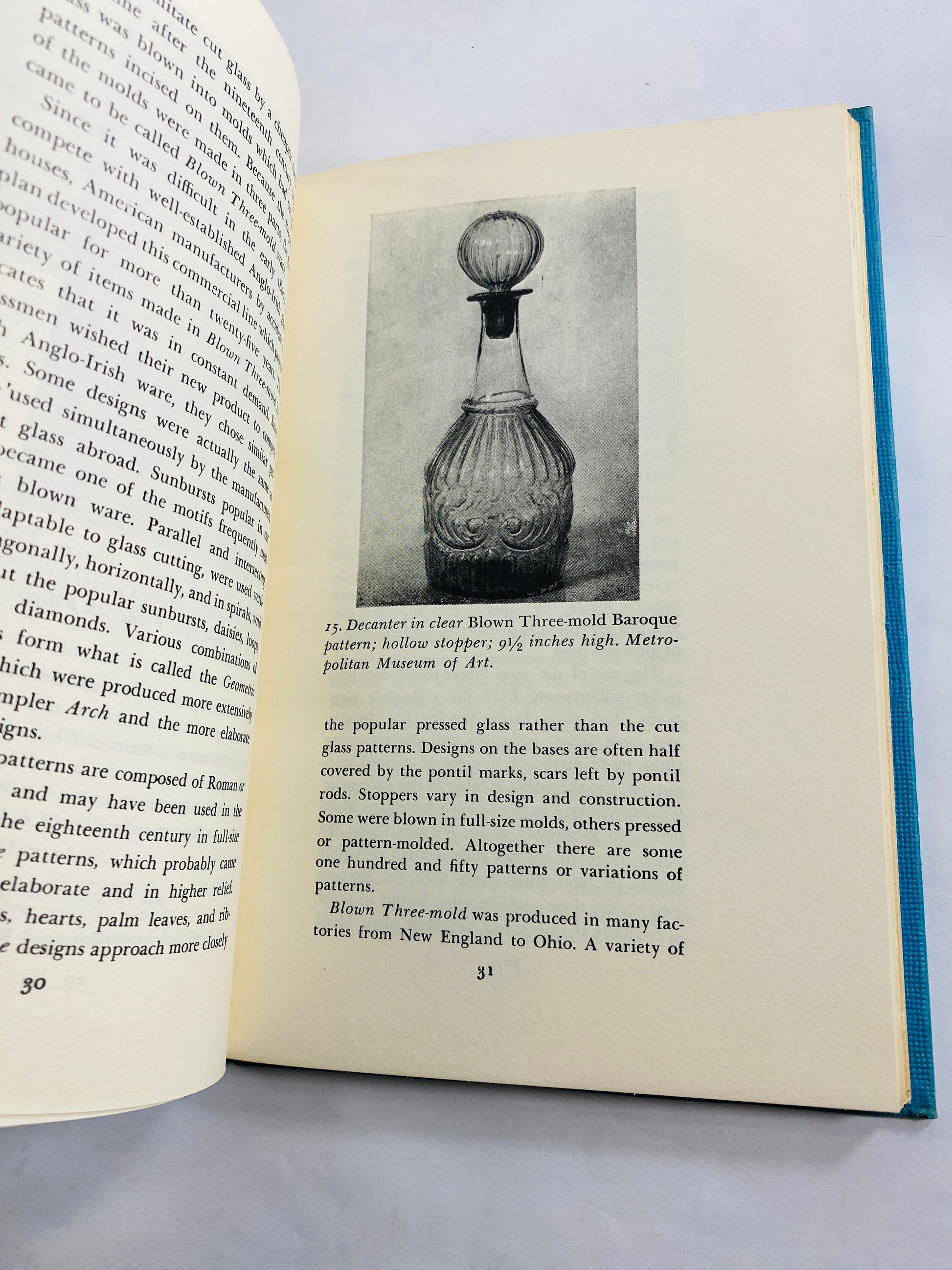 American Glass vintage book by Valentine Van Tassel 1950 Blue reference book about the history and collecting glass with photographs Stiegel