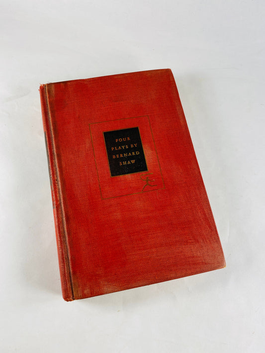 Bernard Shaw Four Plays Candida, Caesar & Cleopatra, Pygmalion and Heartbreak House. Vintage Modern Library book circa 1937. Red book decor.