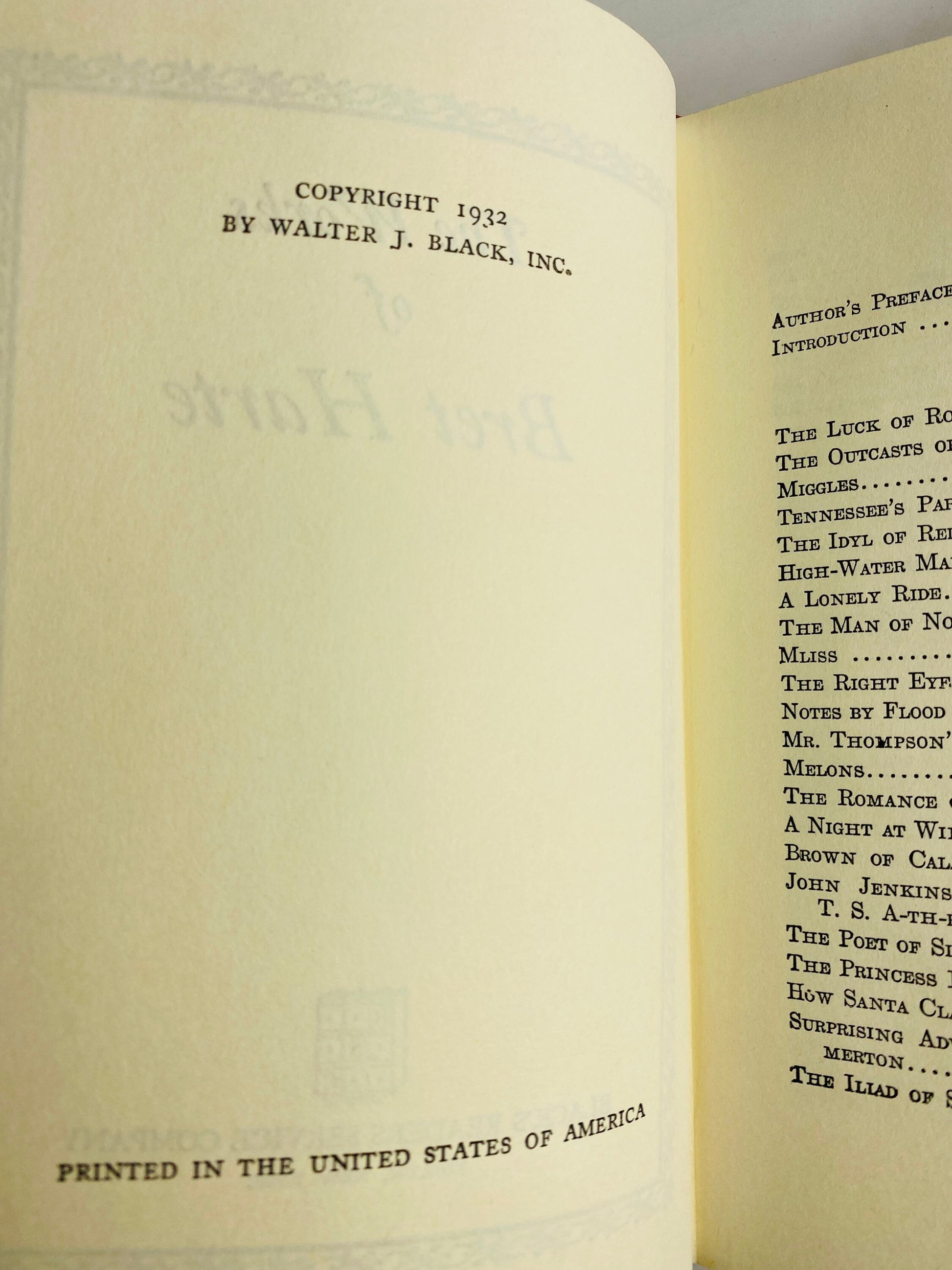 Bret Harte vintage book of short stories & poems about miners, gamblers, and other California Gold Rush figures. Beige gold decor