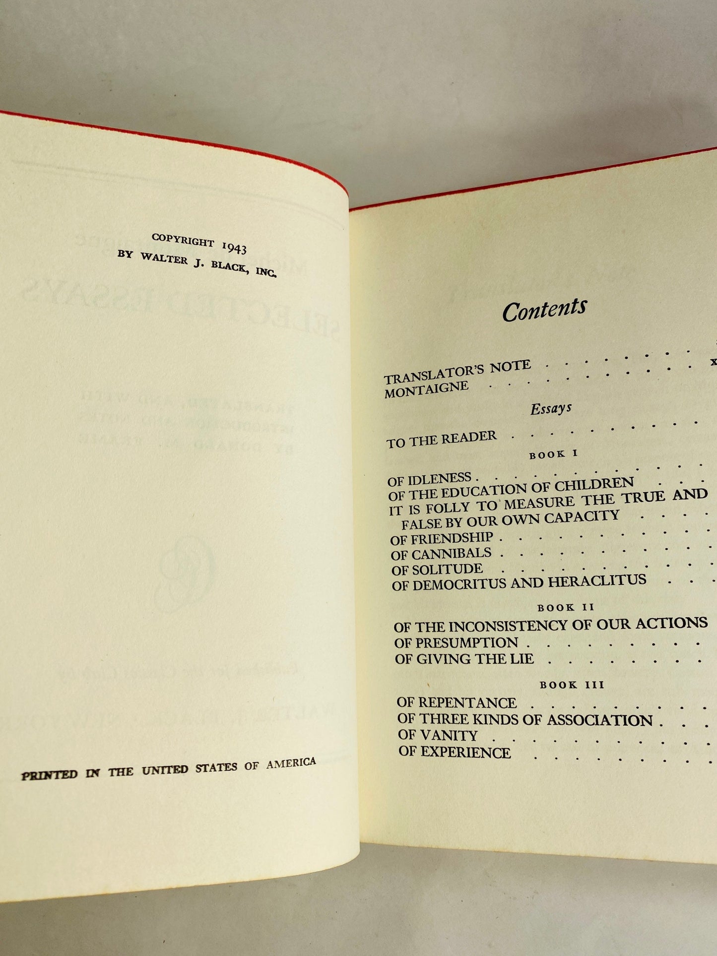 Michel de Montaigne Essais French Renaissance vintage book of essays 1942 Gray cloth Influential philosopher in humanist studies