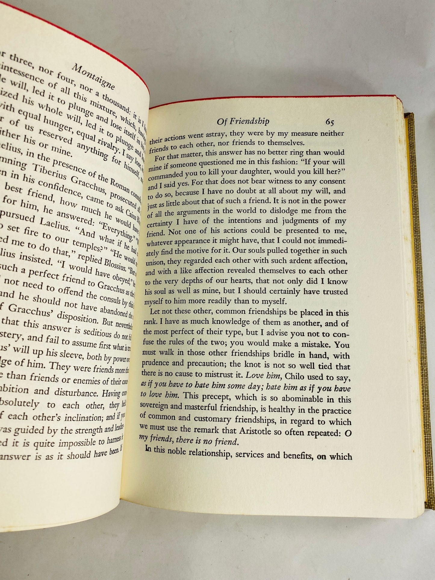 Michel de Montaigne Essais French Renaissance vintage book of essays 1942 Gray cloth Influential philosopher in humanist studies