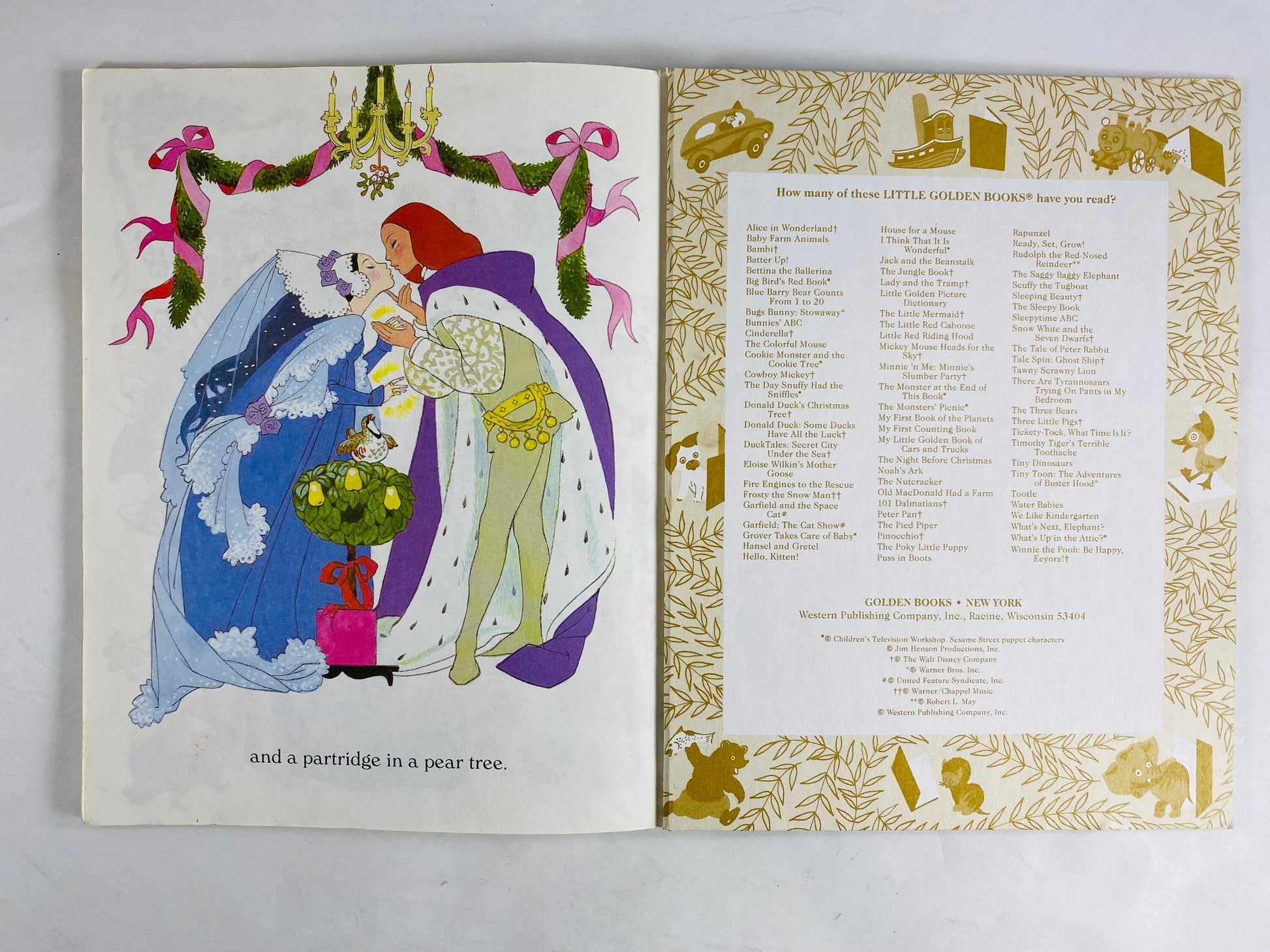 Twelve Days of Christmas 12 vintage Little Golden Book book circa 1992 Sheila Beckett Children's Book lover gift.