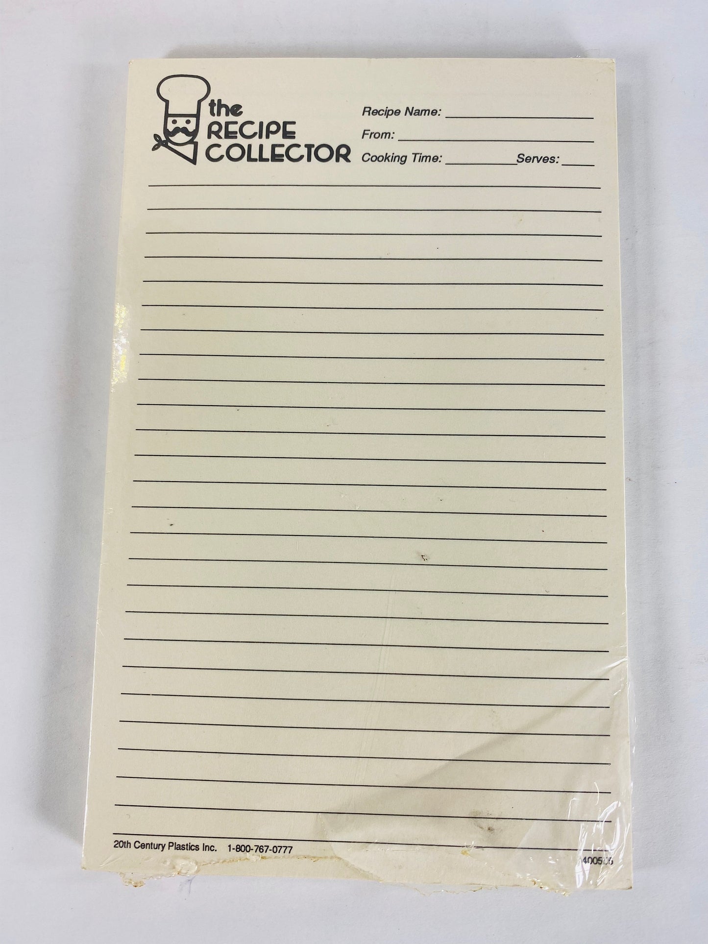 Vintage Recipe Collector notepad Recipe cards, lined front and back. Retro kitchen cookbook notepad still sealed in original package! 8x5