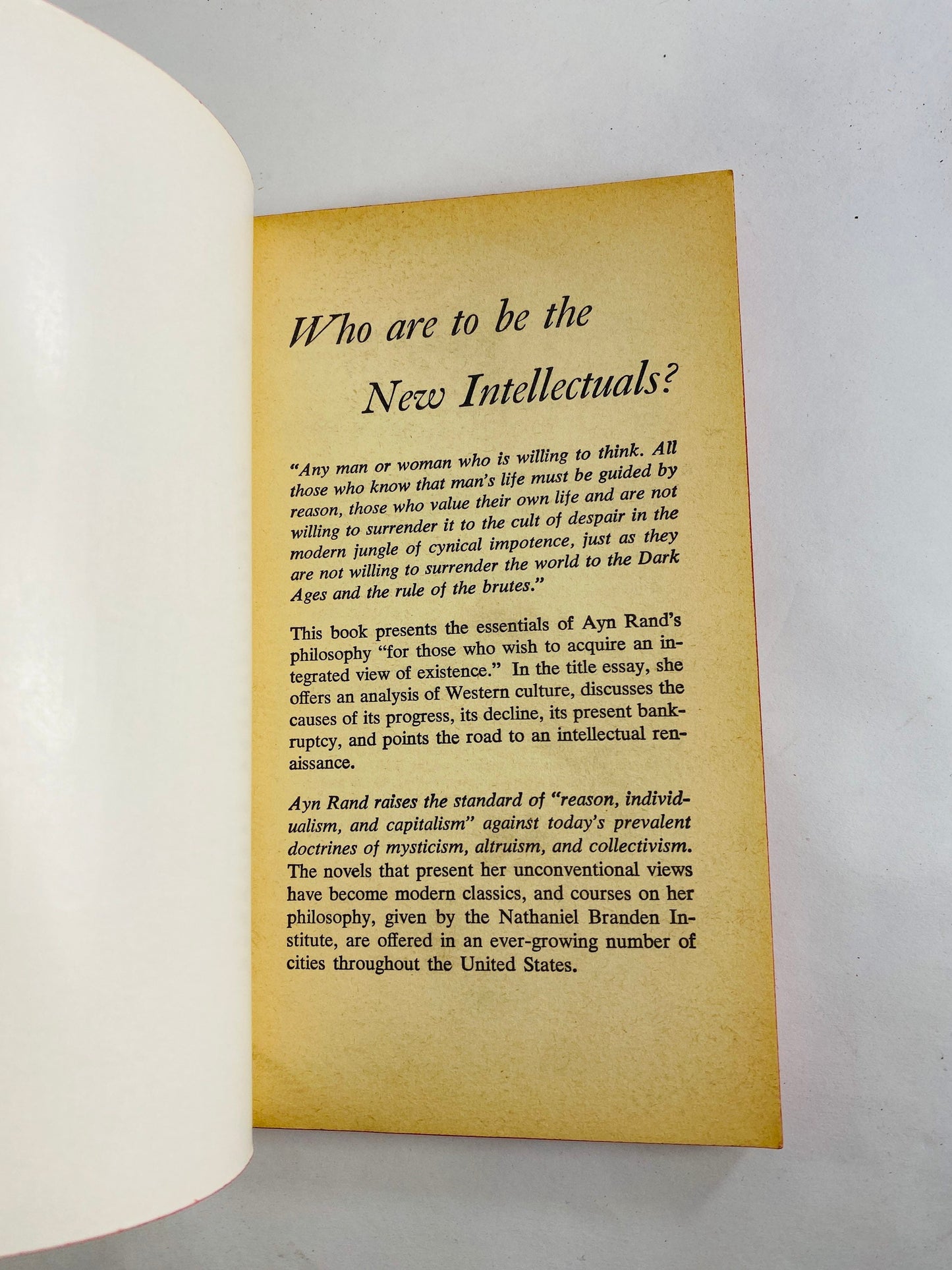 Ayn Rand For the New Intellectual vintage Signet paperback book circa 1964 Objectivism novel by the author of Atlas Shrugged