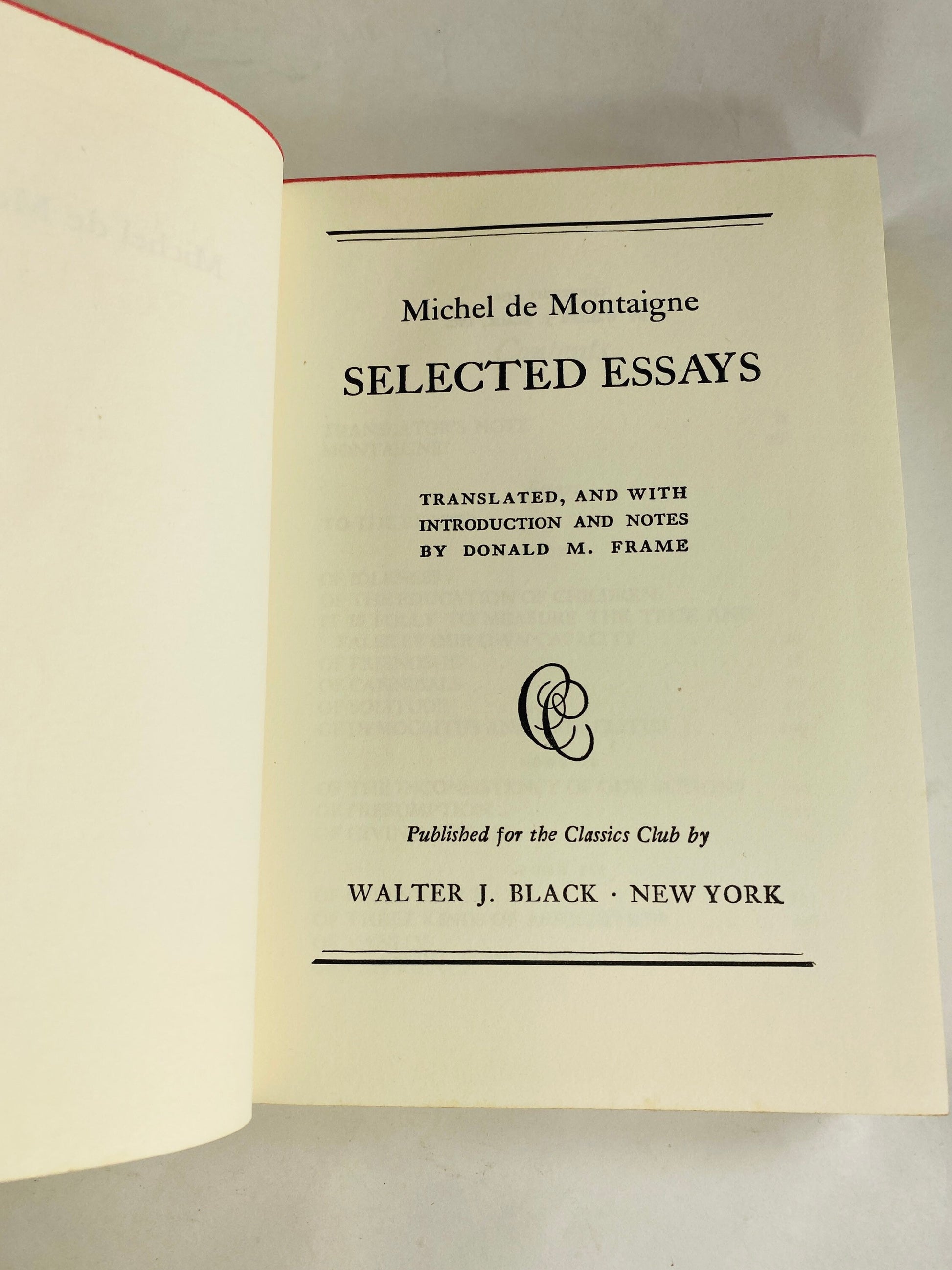 Michel de Montaigne Essais French Renaissance vintage book of essays 1942 Gray cloth Influential philosopher in humanist studies
