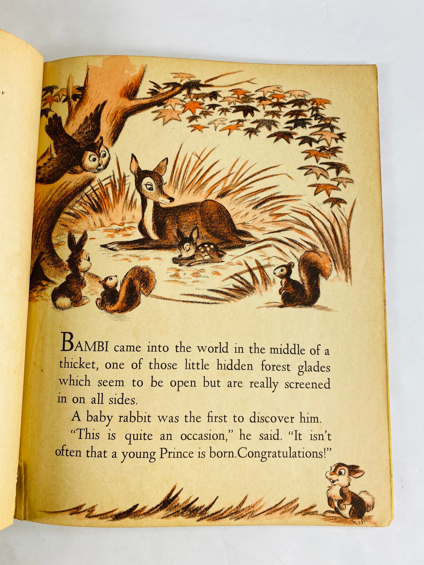 Bambi vintage Walt Disney Little Golden Book circa 1948 EARLY PRINTING. Collectible children's book nursery decor Multicolor back cover