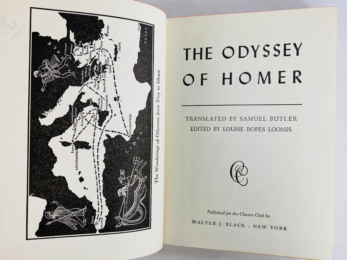 Homer The Odyssey circa 1942. Gray cloth covered vintage book. Greek epic poem set during the Trojan War. Beautiful bookshelf decor!