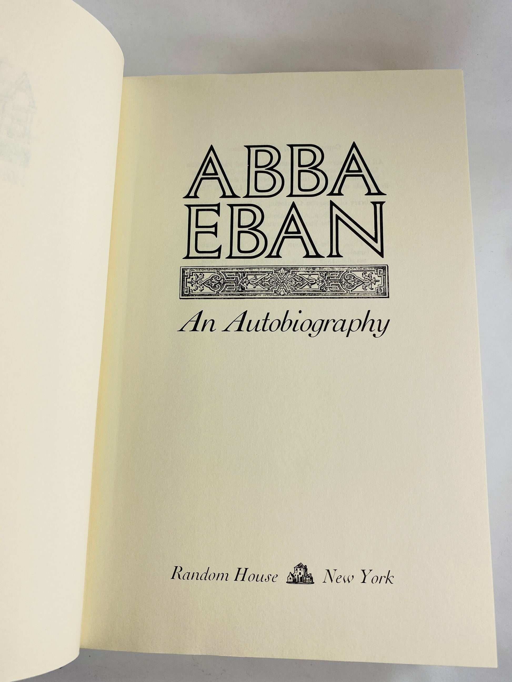 Abba Eban biography EARLY PRINTING vintage book circa 1977. Jewish gift Home bookshelf blue decor