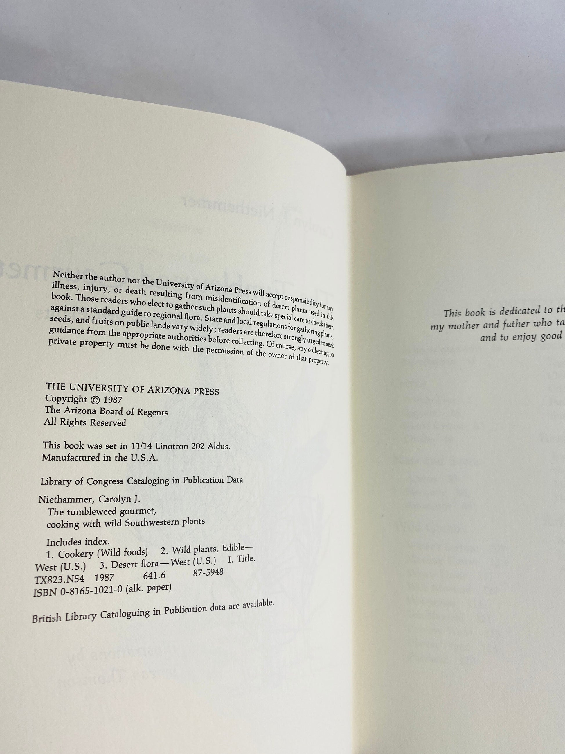 Tumbleweed Gourmet vintage cookbook circa 1987 Cooking With Wild Southwestern Plants by Carolyn Neithammer. Arizona botanical foods nature