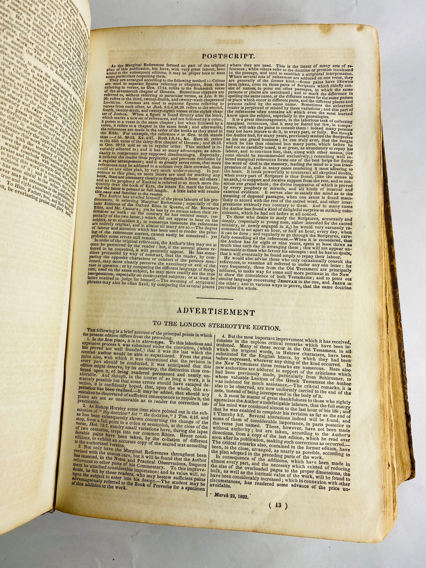 1848 Holy Bible vol 1 New York Thomas Scott John Brown Scotland church minister Haddington Church Worn leather cover New & Old Testaments