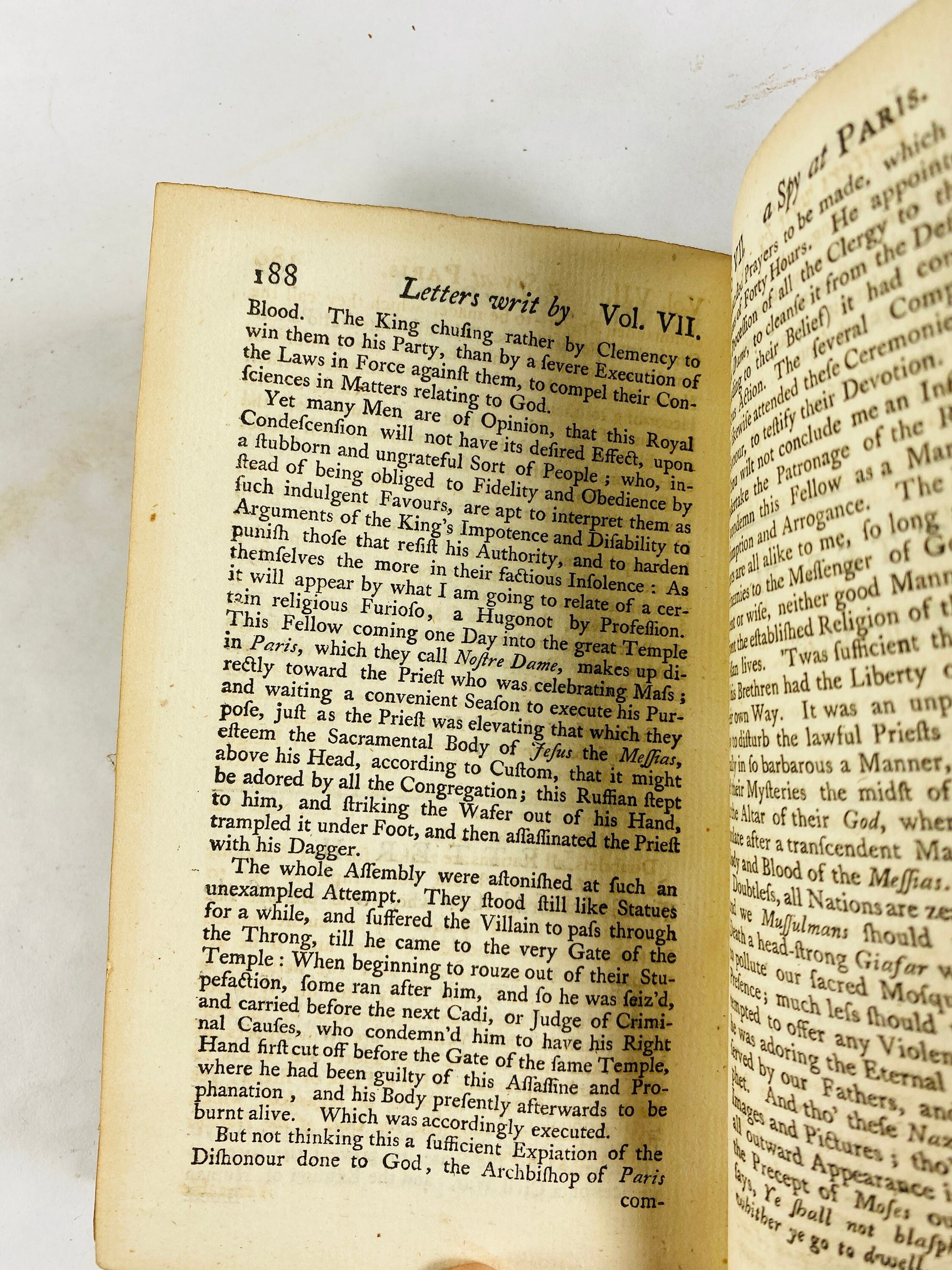 1748 Letters Writ by a Turkish Spy antique book by Giovanni Paolo Marana vintage vol 7 by political refugee to the French court of Louis XIV