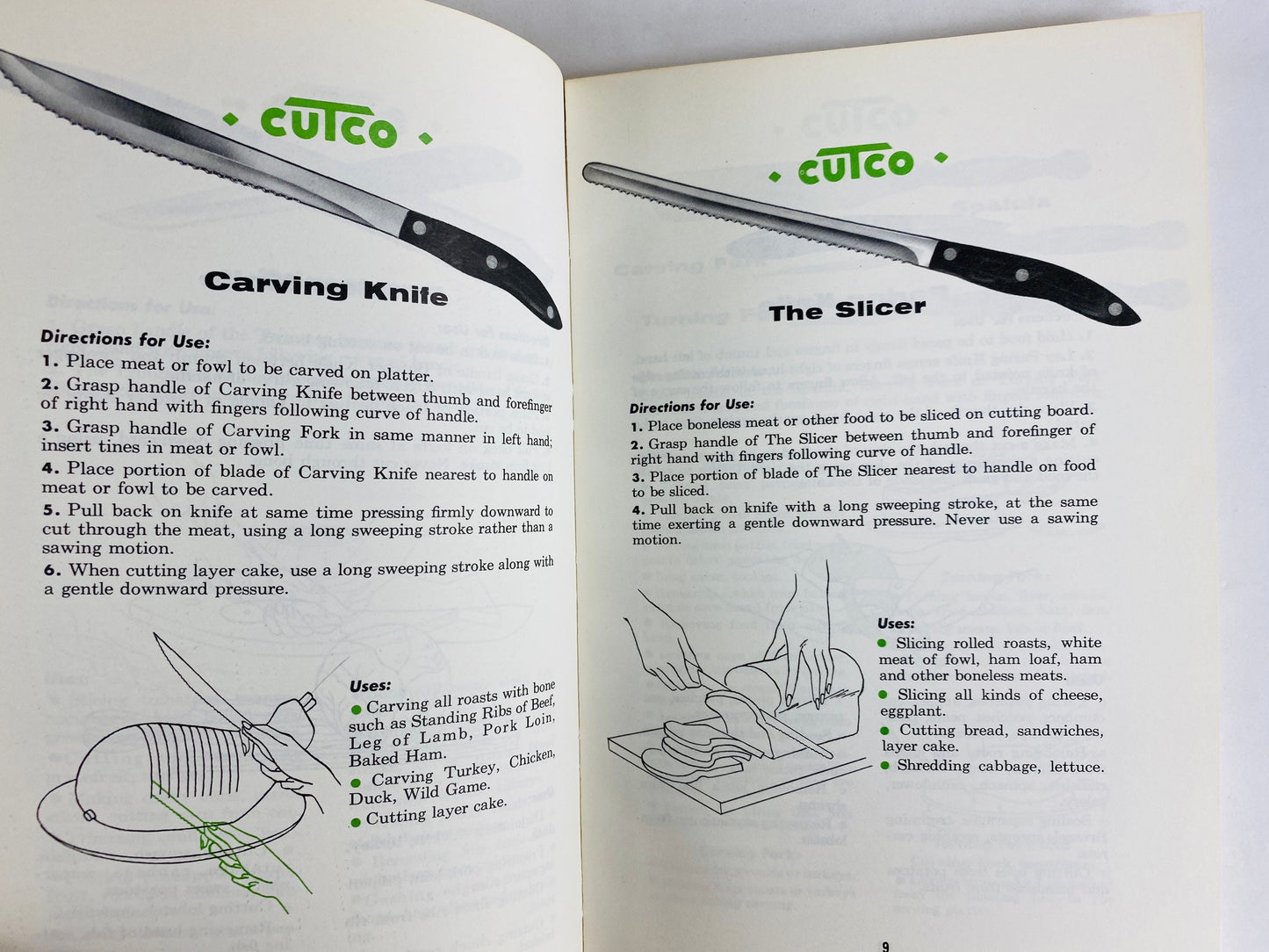 1961 Cutco Cook Book vintage cookbook with vibrant boards! Meat and chicken recipes by Margaret Mitchell and guide to buying meat.