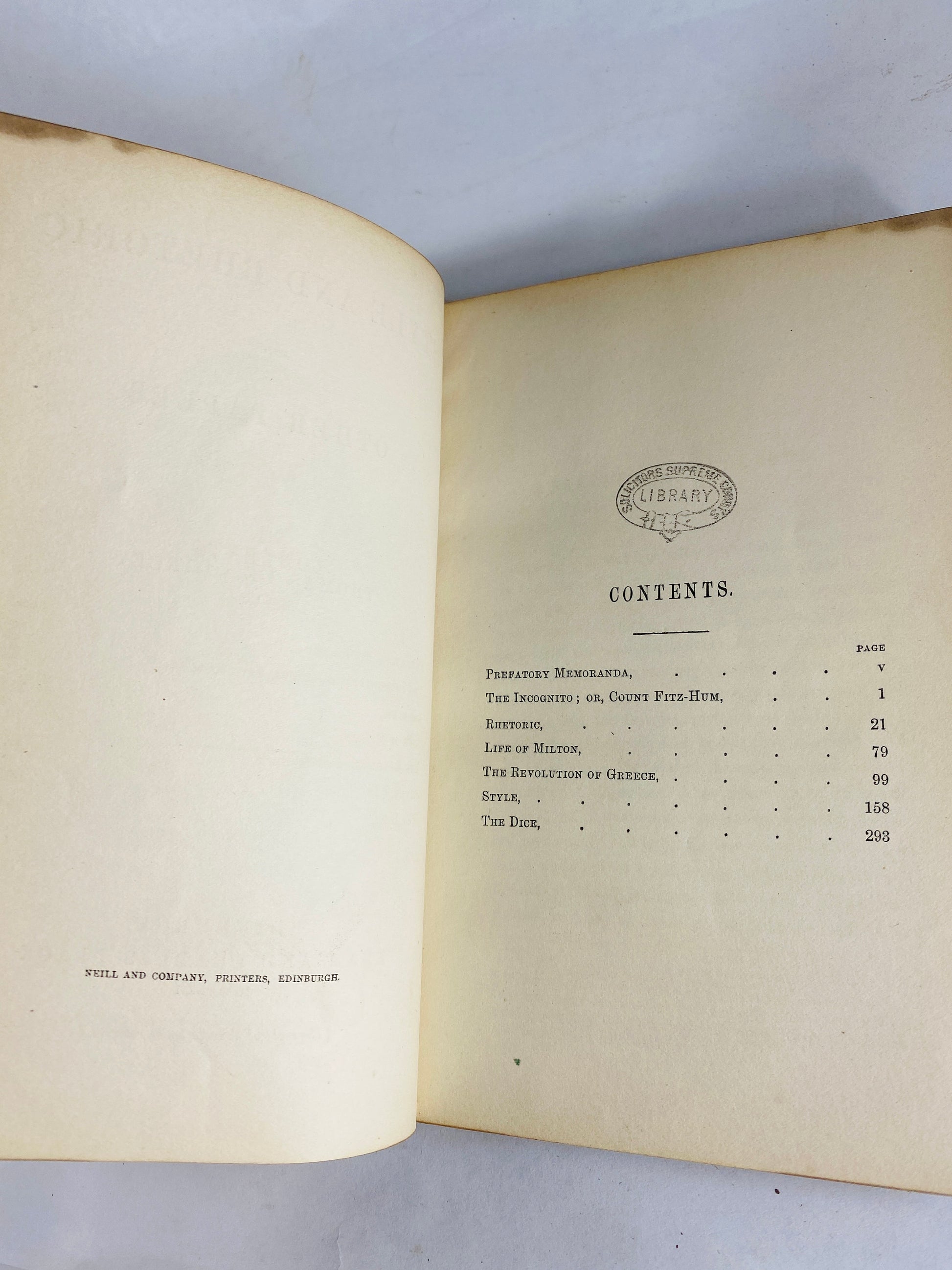 1862 Style And Rhetoric by Thomas De Quincey, author of Confessions of an English Opium-Eater antique book vintage vol X