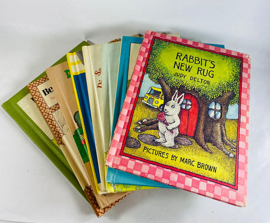 Vintage Parents Magazine books circa 1970s Weekly Reader Syd Hoff Julius Bembelman’s Bakery Donkey Marc Brown Rabbit Lake Mess Monster