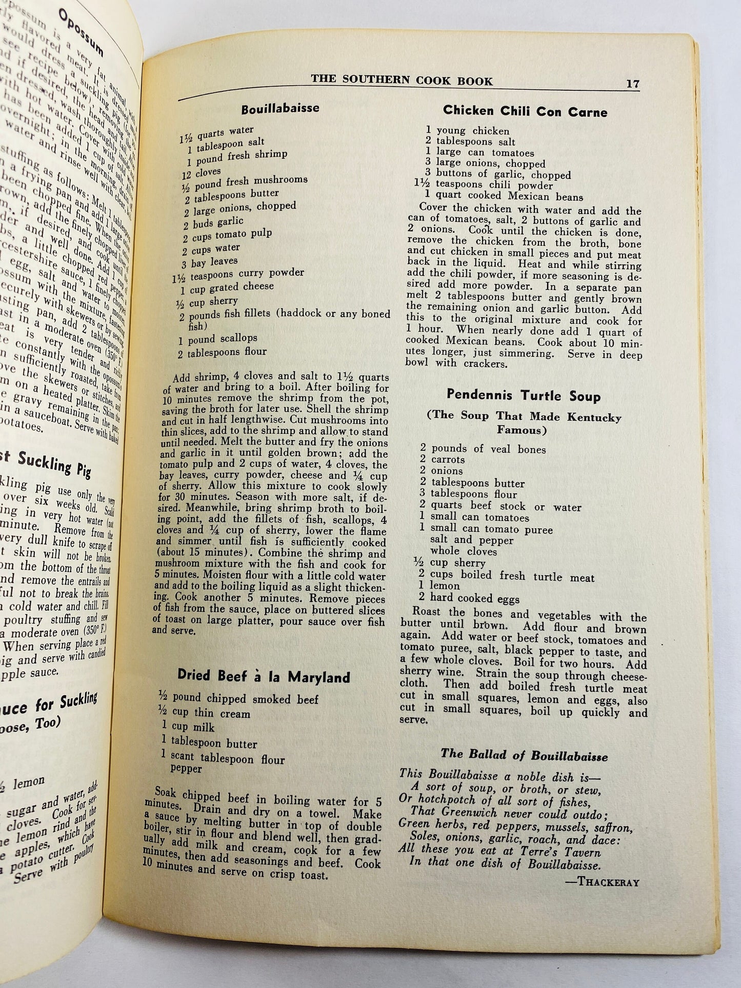 Southern Cook Book of Fine Old Recipes circa 1939 Vintage booklet by Lillie Lustig. Gumbo, okra, Turtle Soup, Bouillabaisse