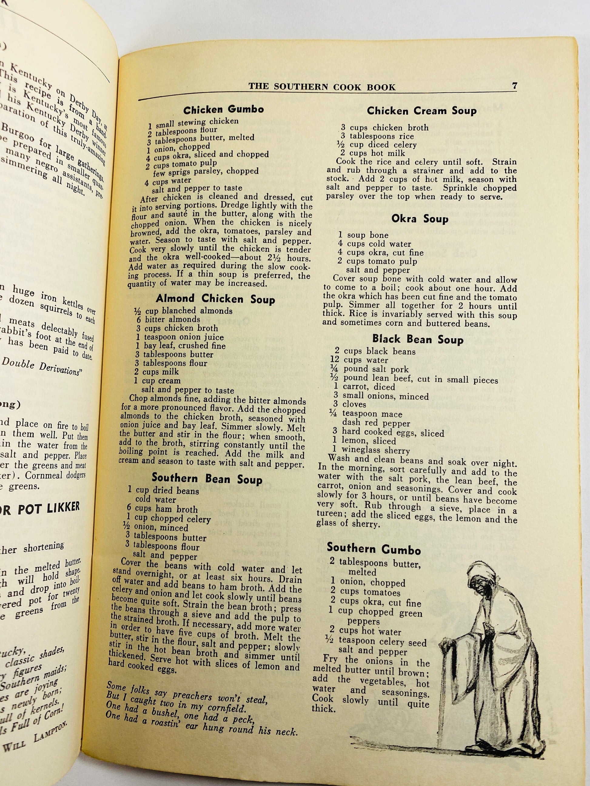 Southern Cook Book of Fine Old Recipes circa 1939 Vintage booklet by Lillie Lustig. Gumbo, okra, Turtle Soup, Bouillabaisse