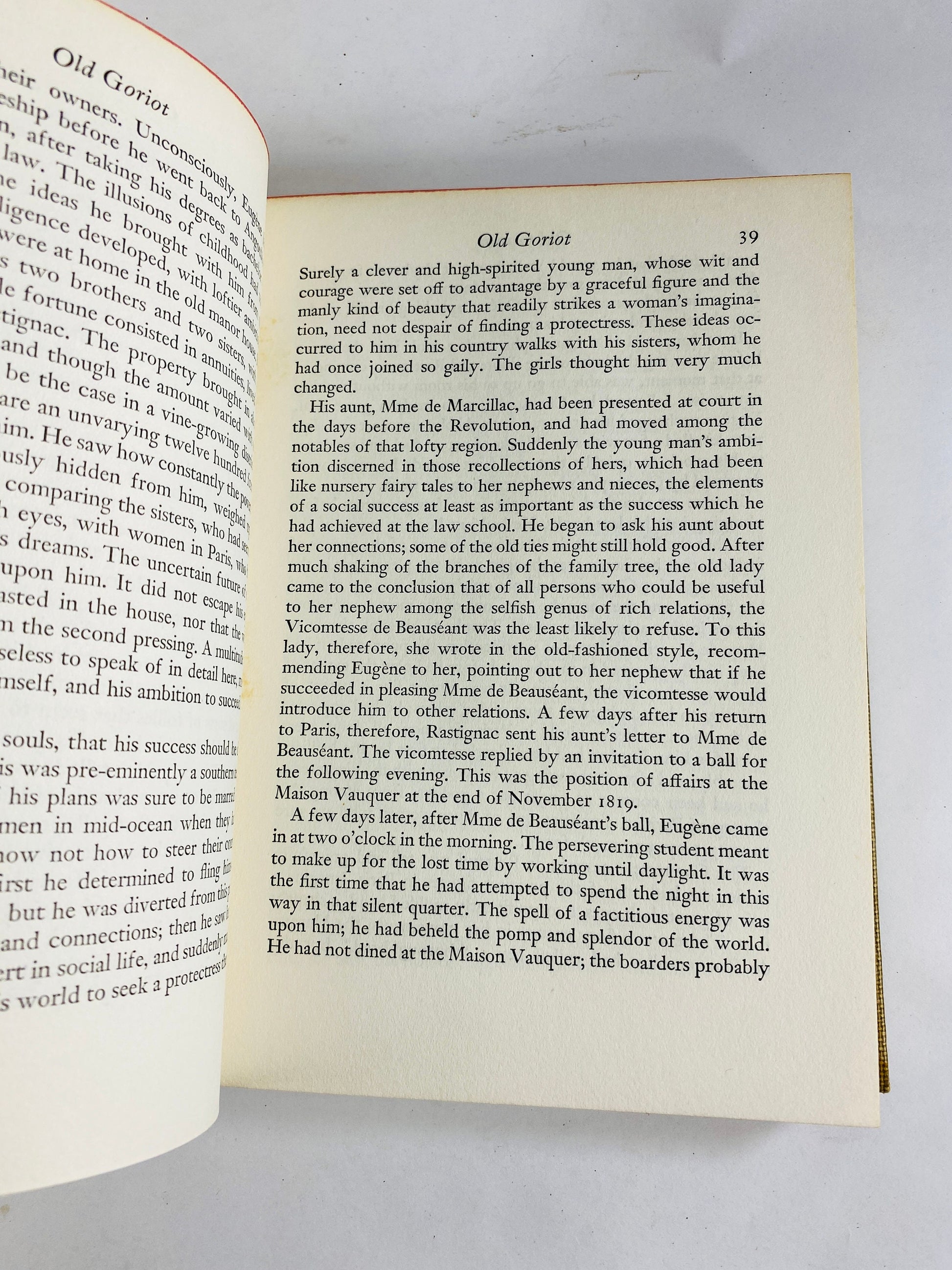 Honoré de Balzac Old Goriot Vintage beige cloth covered book circa 1946. Story of love, money, self-sacrifice, corruption, greed