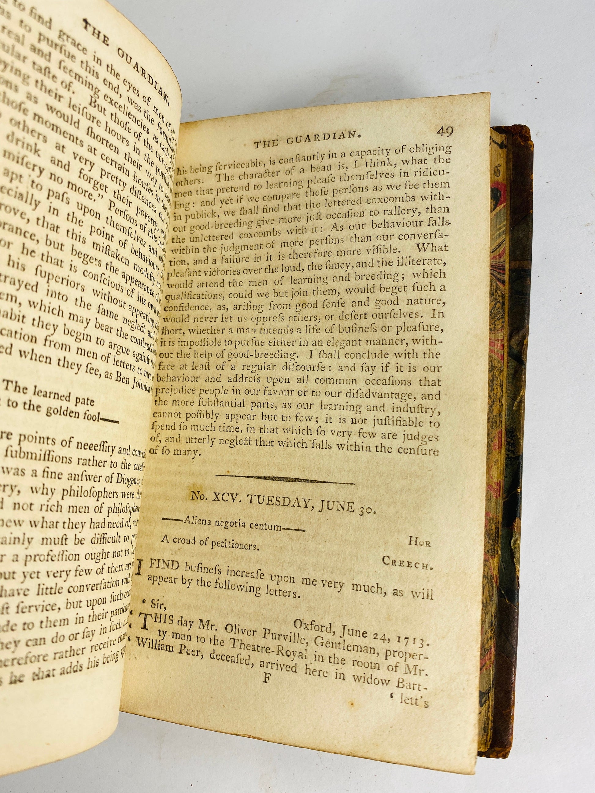 1794 antique London England The Guardian, issues 83-176 volume two John Parsons published. 360 page bound vintage periodical