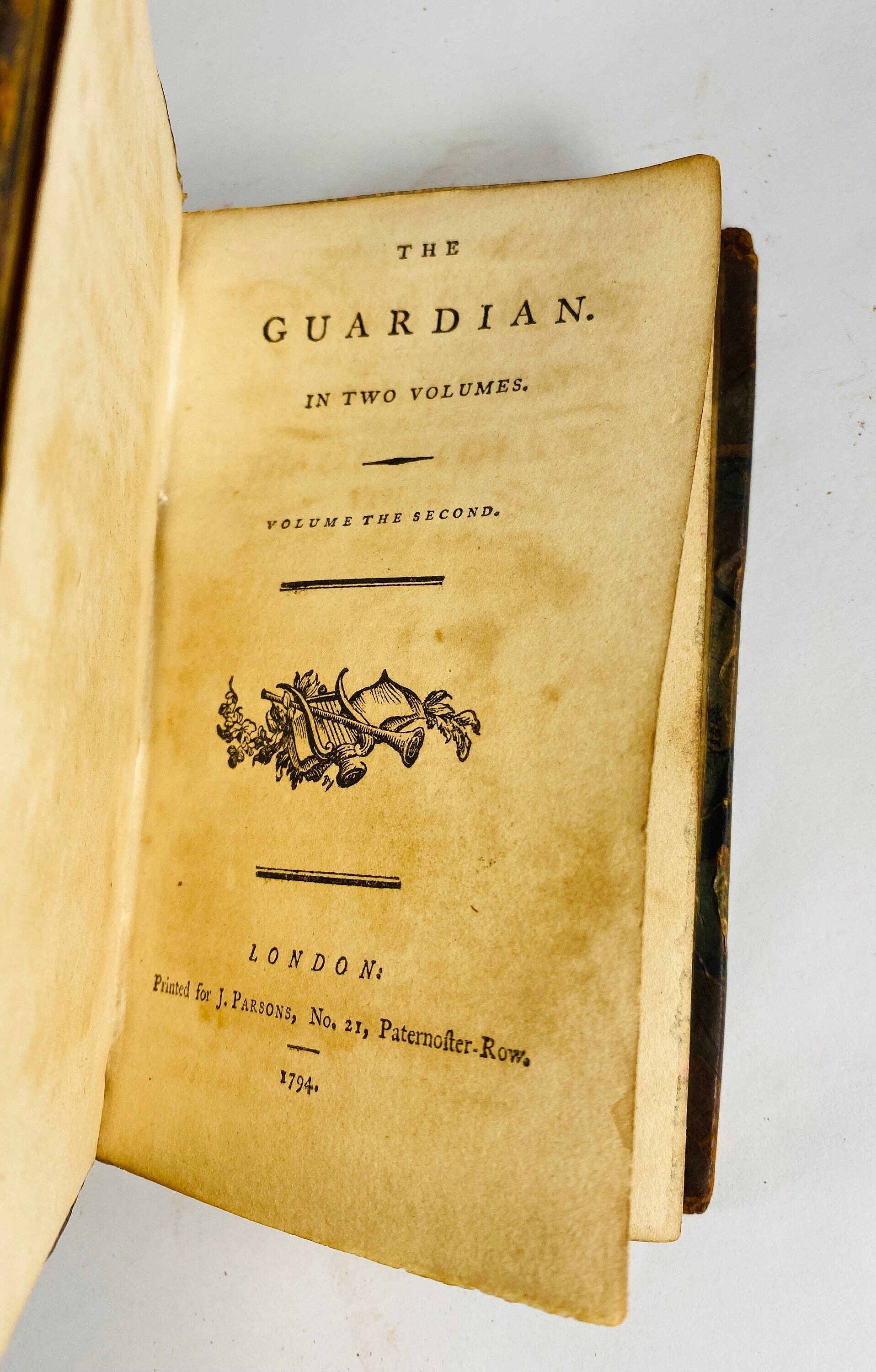 1794 antique London England The Guardian, issues 83-176 volume two John Parsons published. 360 page bound vintage periodical