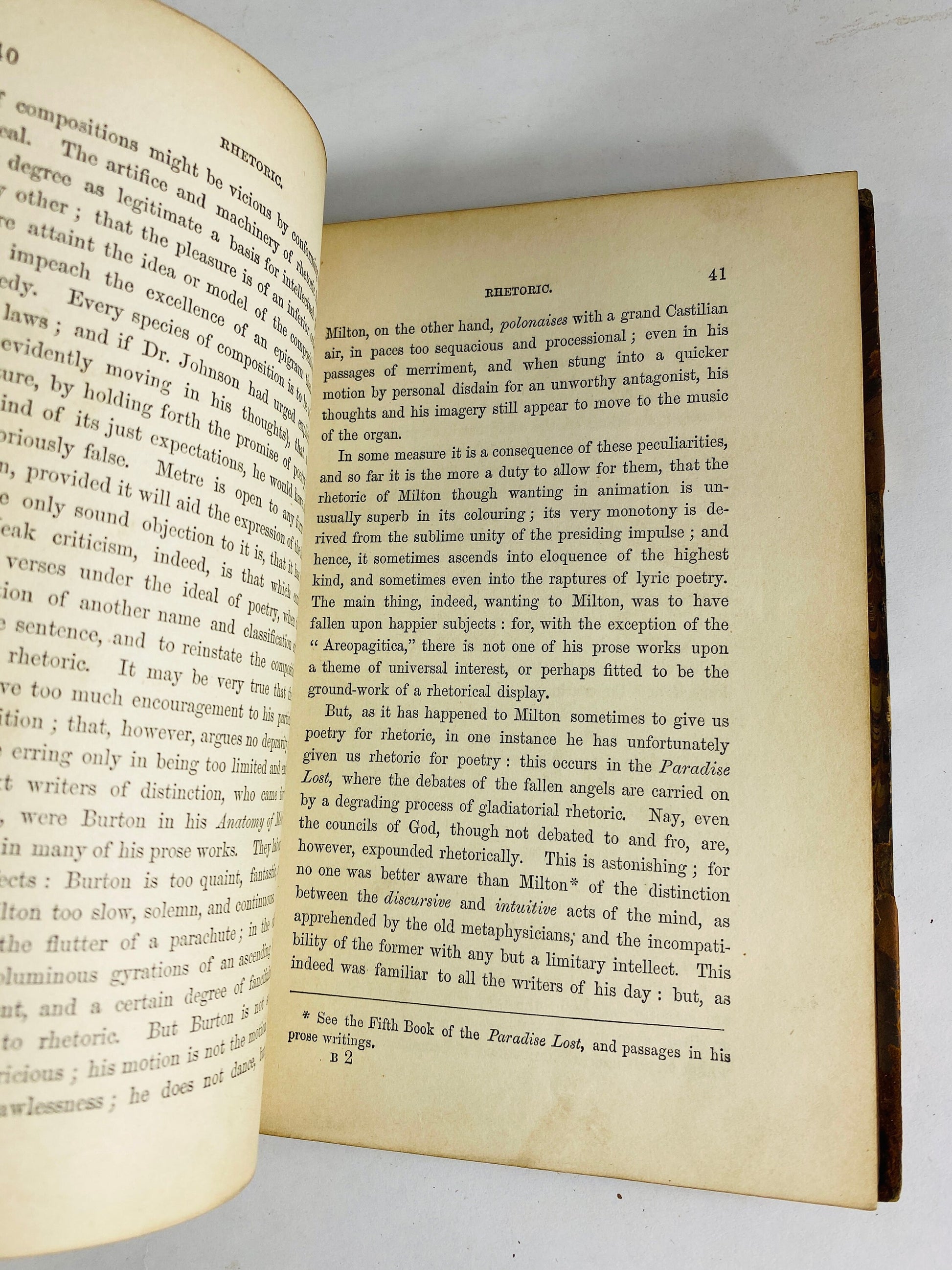 1862 Style And Rhetoric by Thomas De Quincey, author of Confessions of an English Opium-Eater antique book vintage vol X