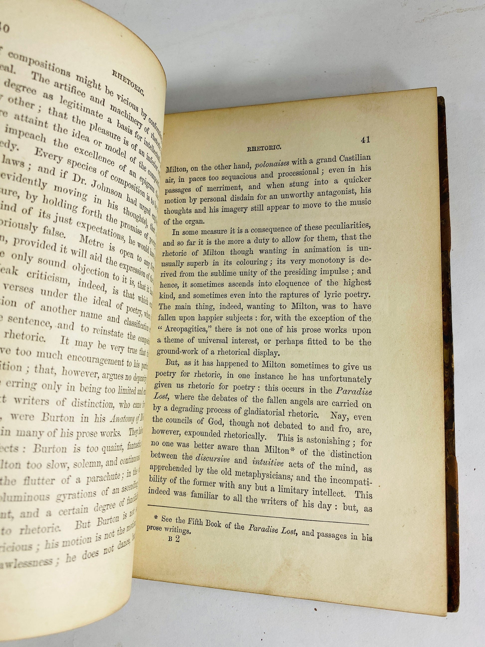 1862 Style And Rhetoric by Thomas De Quincey, author of Confessions of an English Opium-Eater antique book vintage vol X