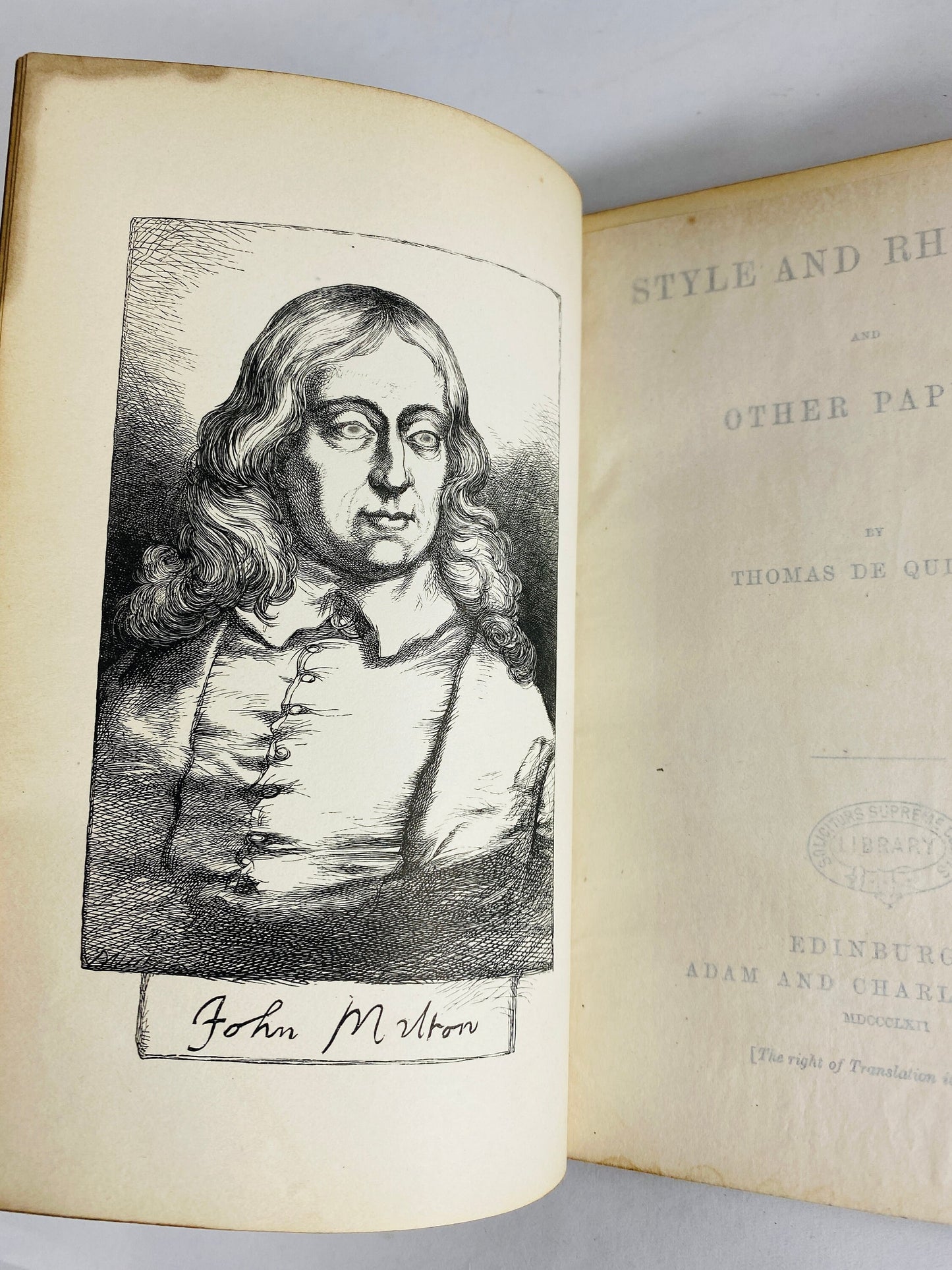 1862 Style And Rhetoric by Thomas De Quincey, author of Confessions of an English Opium-Eater antique book vintage vol X
